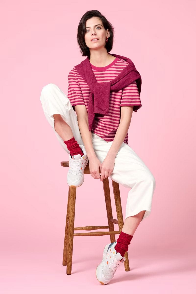 Seasalt Copseland Striped T-Shirt - Mini Cornish Charm Wild Rose