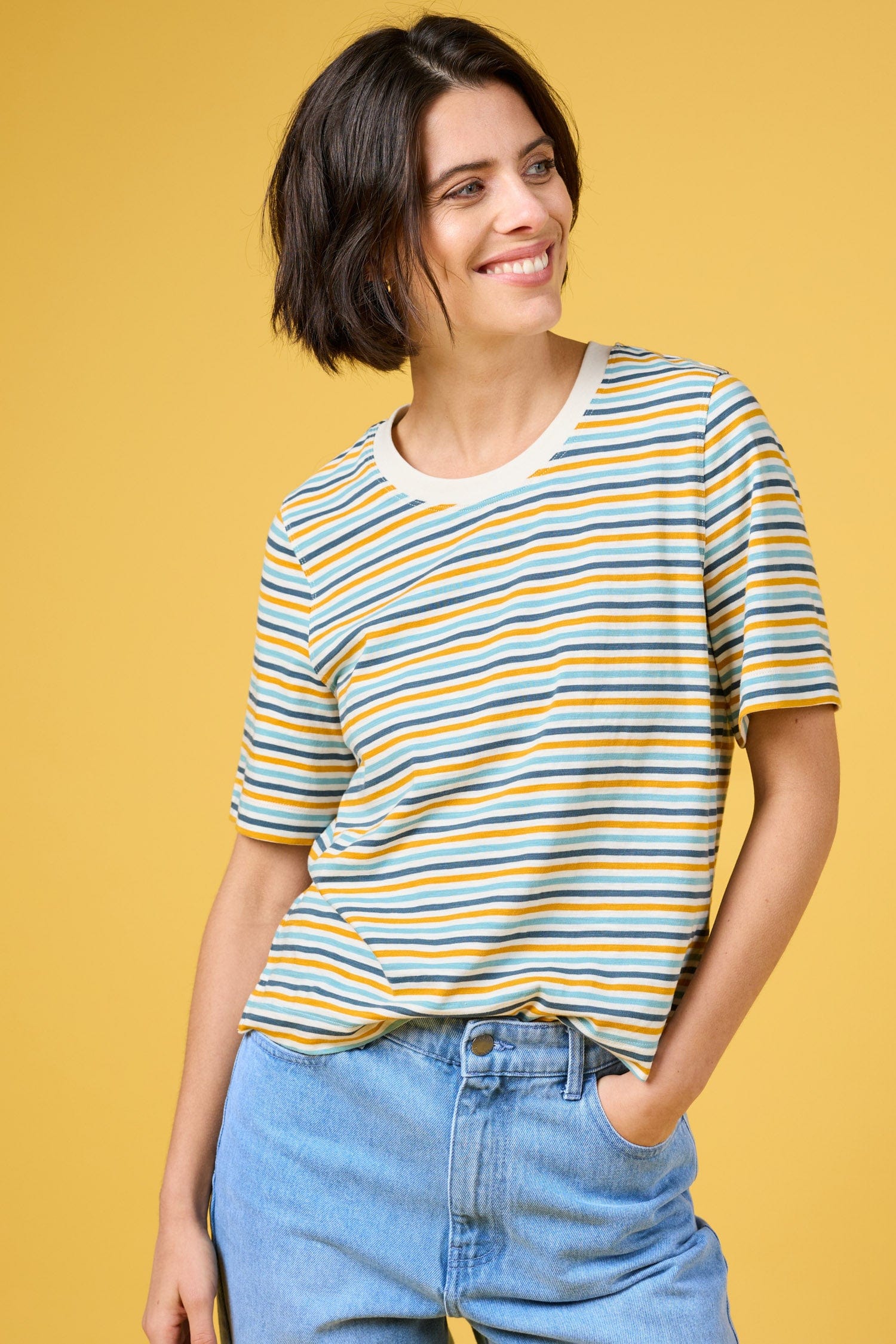 Seasalt Copseland Striped T-Shirt - Pellitras Turmeric