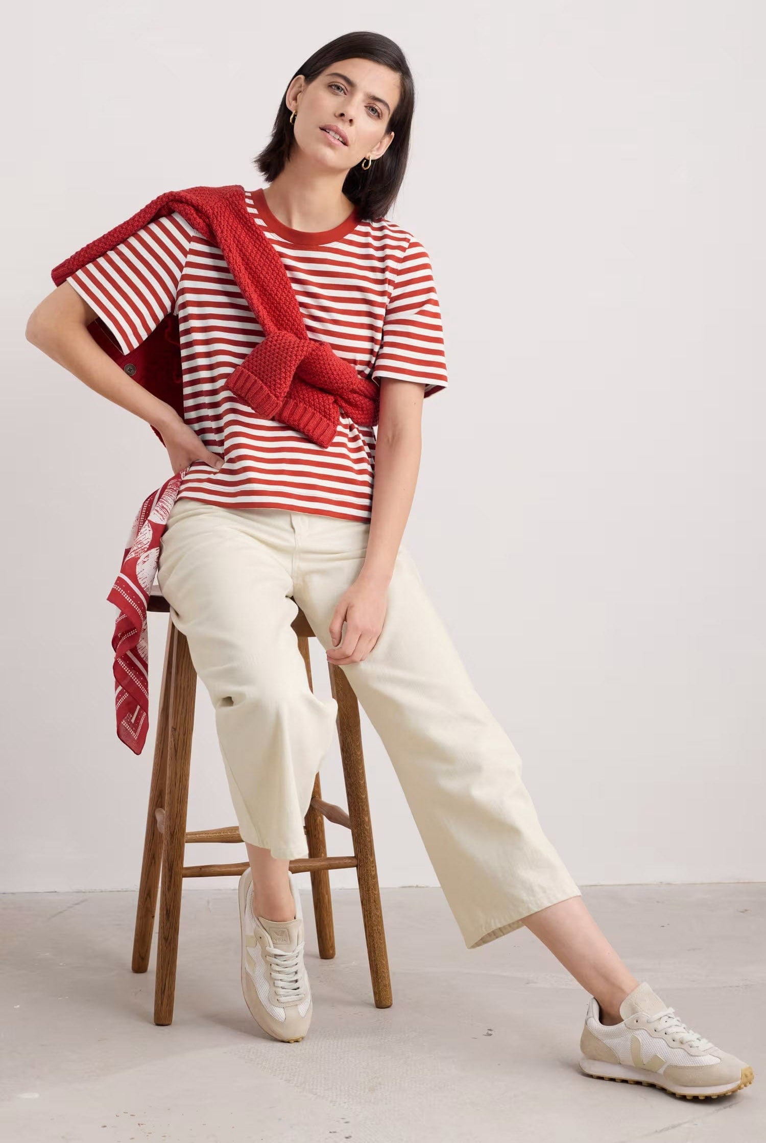 Seasalt Copseland T-Shirt - Mini Cornish Chalk Dark Cinnamon