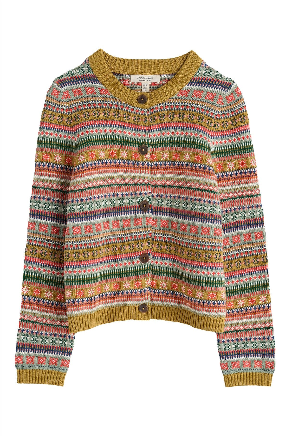 Seasalt Cove Cottage Fair Isle Cardigan - Carved Relief Pear Multi