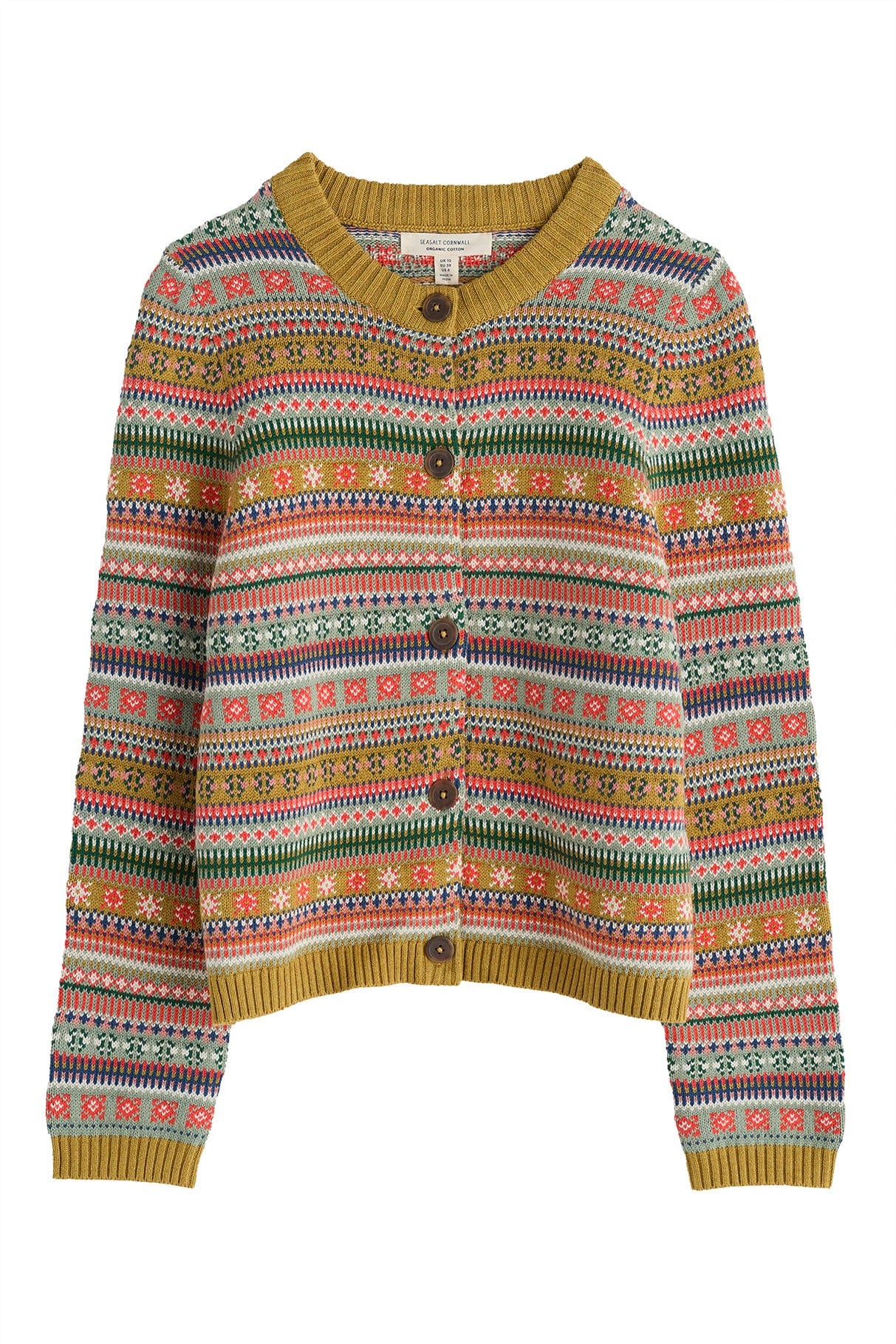 Seasalt Cove Cottage Fair Isle Cardigan - Carved Relief Pear Multi