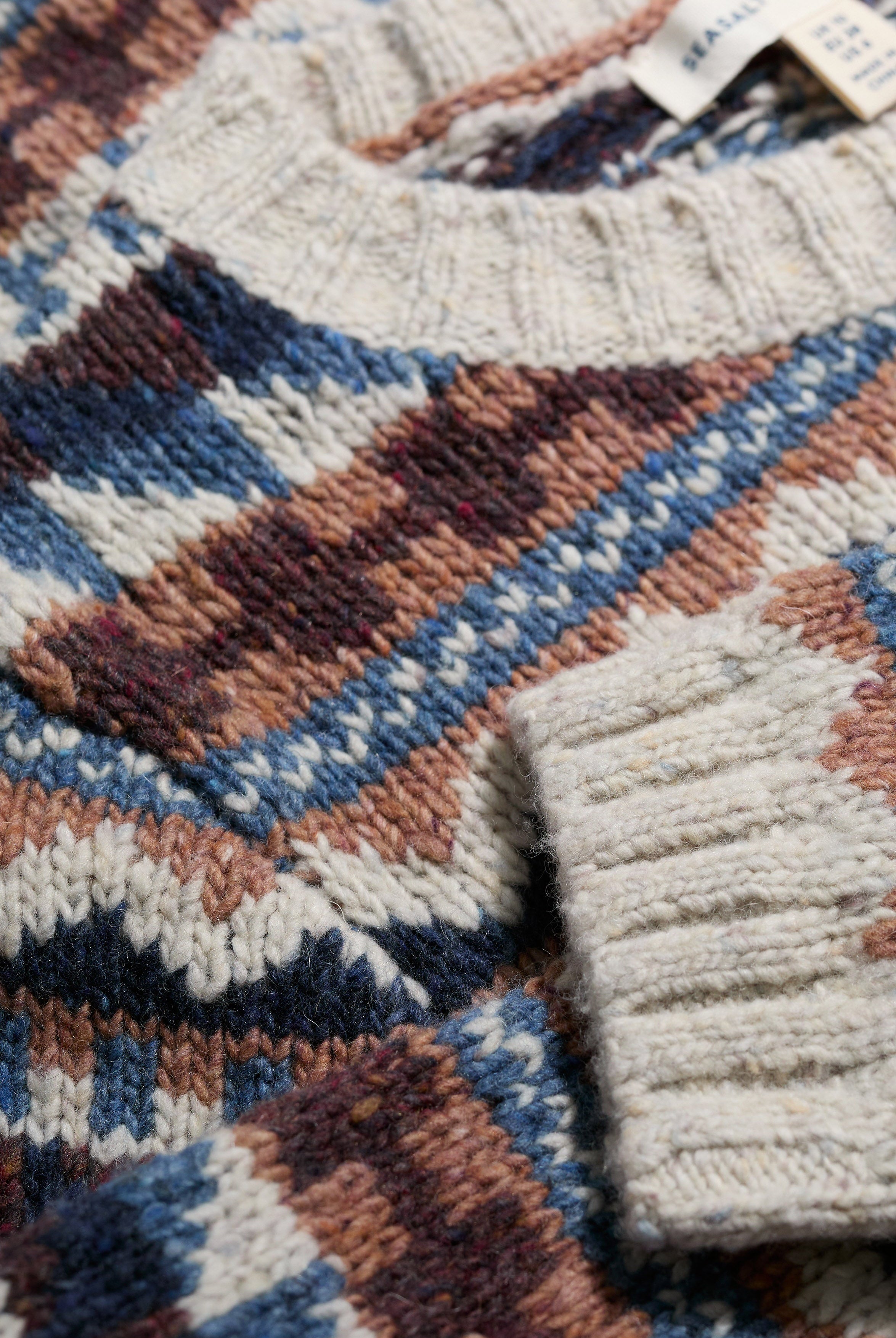 Seasalt Dawson Pick Fairisle Jumper - Zig Zag Geo Wicker Shore