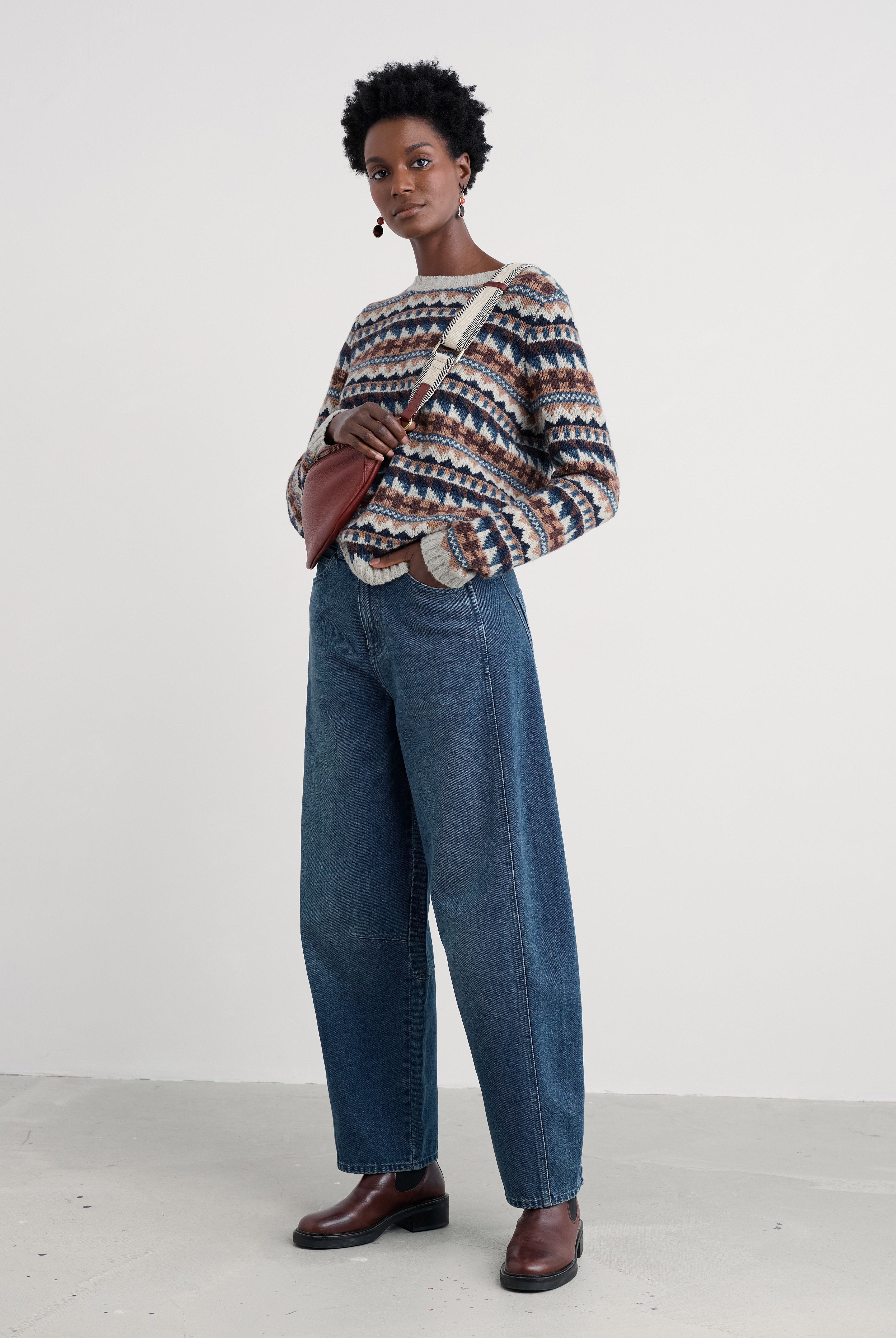 Seasalt Dawson Pick Fairisle Jumper - Zig Zag Geo Wicker Shore