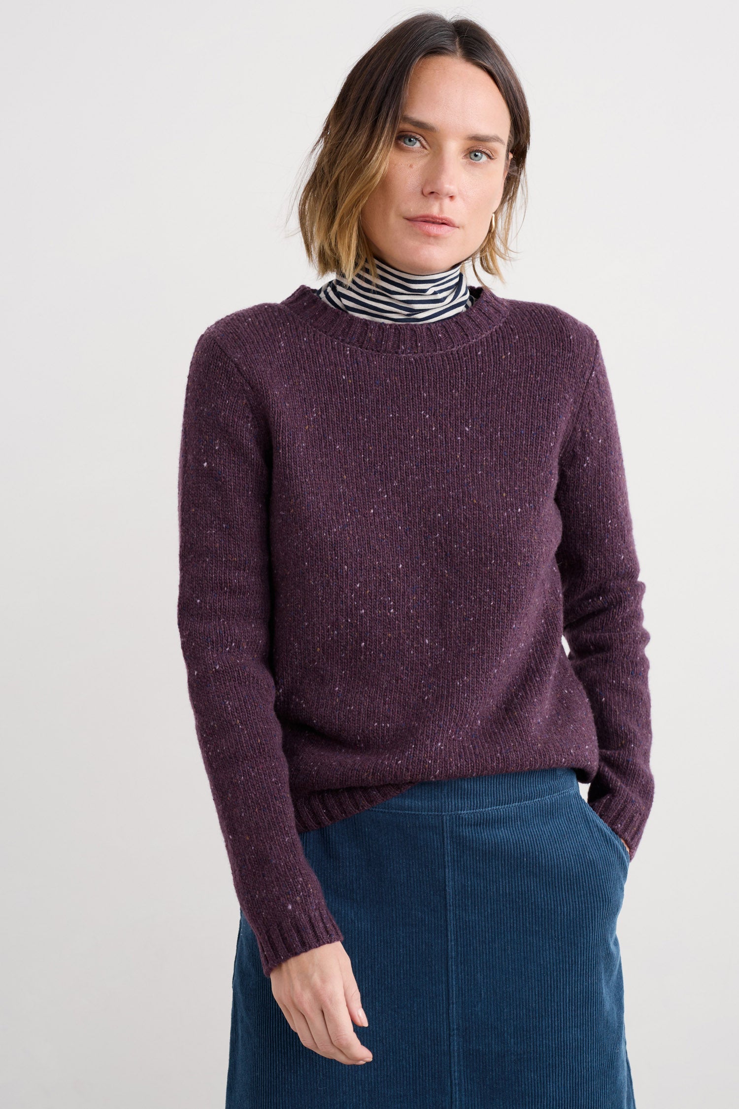 Seasalt Dawson Pick Merino Wool Blend Jumper - Grape B-WM38389_37128_18