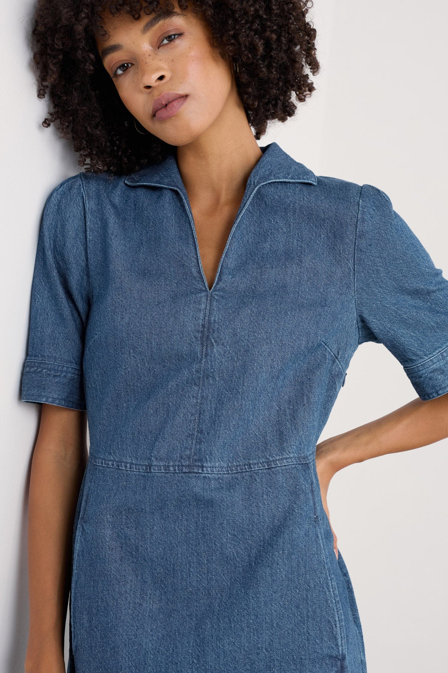 Seasalt Fen Violet Denim Midi Dress - Mid Wash