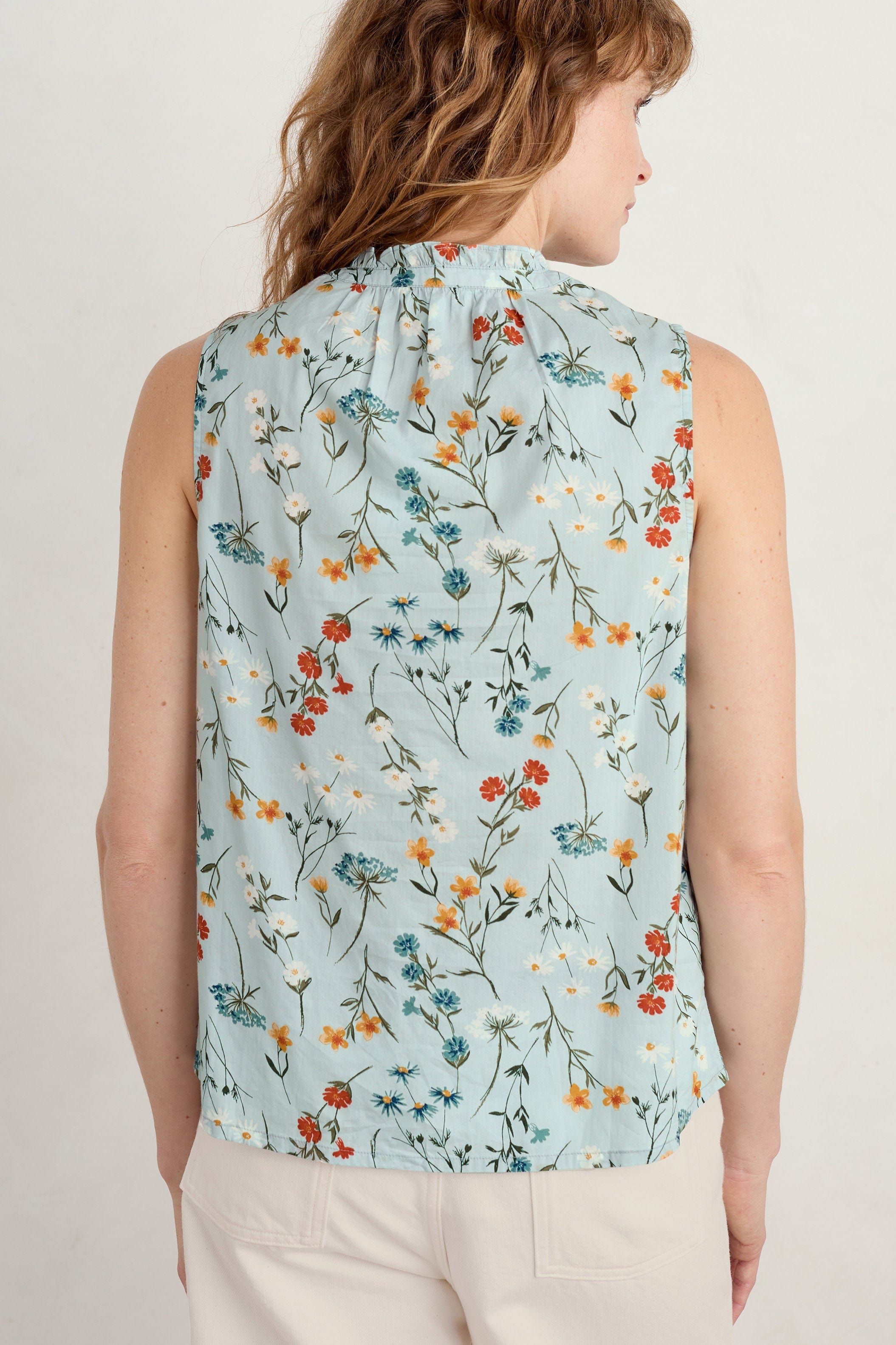 Seasalt Flower Fields Sleeveless Top - Wildflower Stems Reflection
