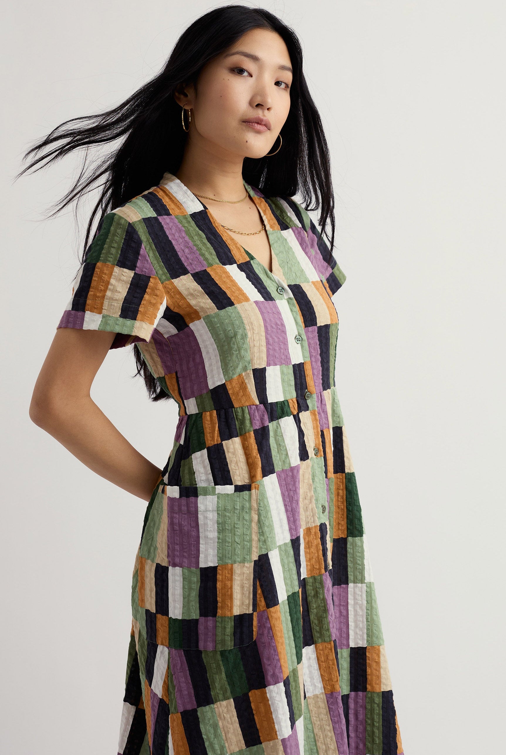 Seasalt Fowen Midi Shirt Dress - Field Colour Dried Basil