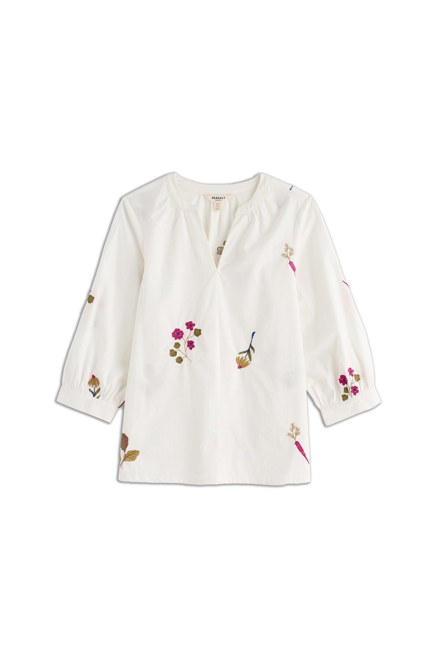 Seasalt Grace Embroidered Top - Flora Embroidery Chalk