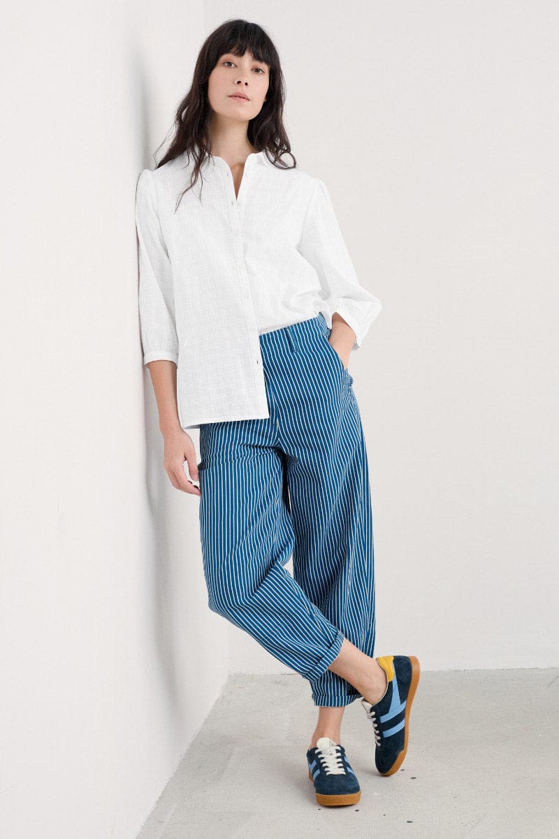 Seasalt Hope Cottage Organic Cotton Self Check Blouse - Salt