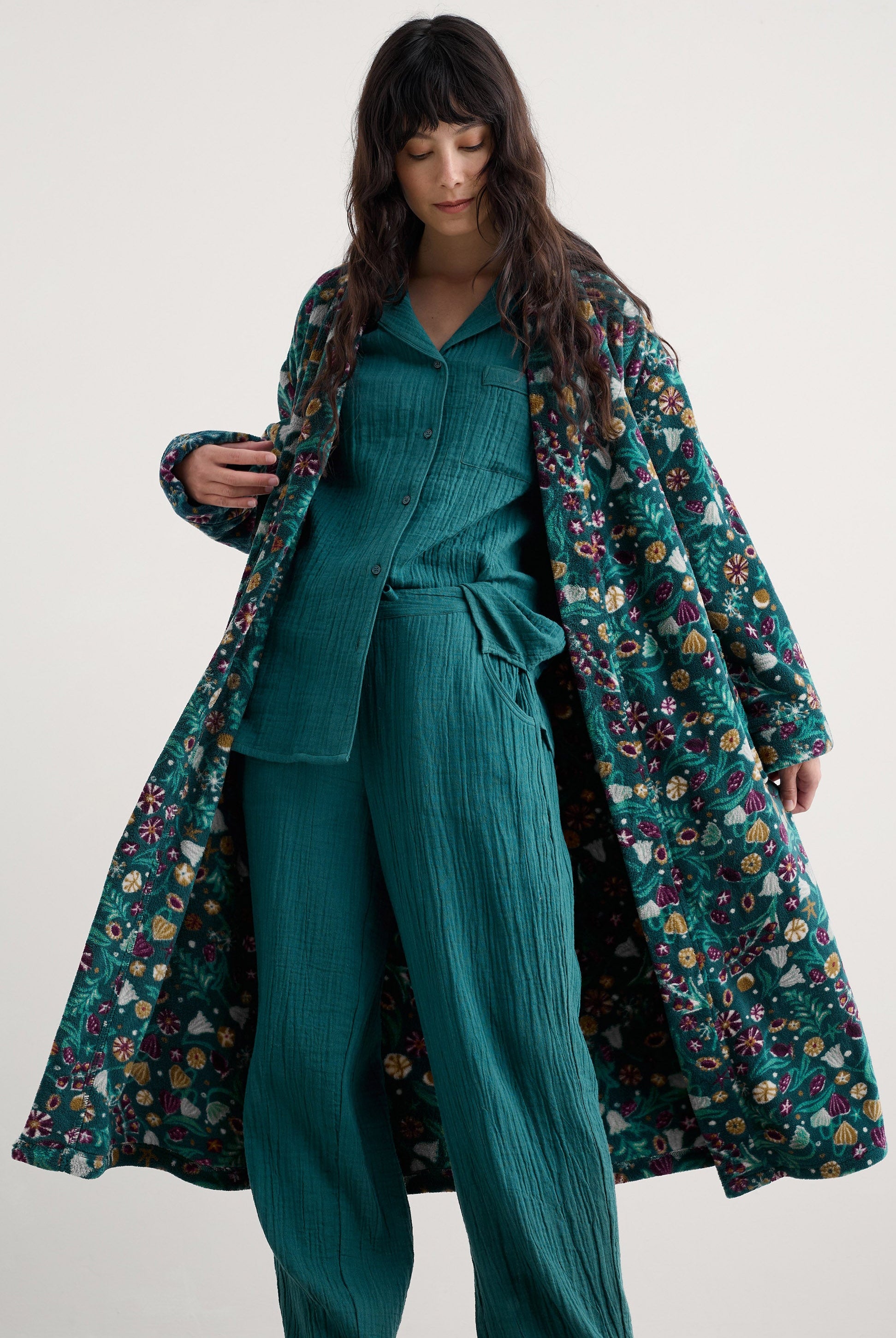 Seasalt Hushing Dressing Gown - Illuminated Garden Dk Wreckage