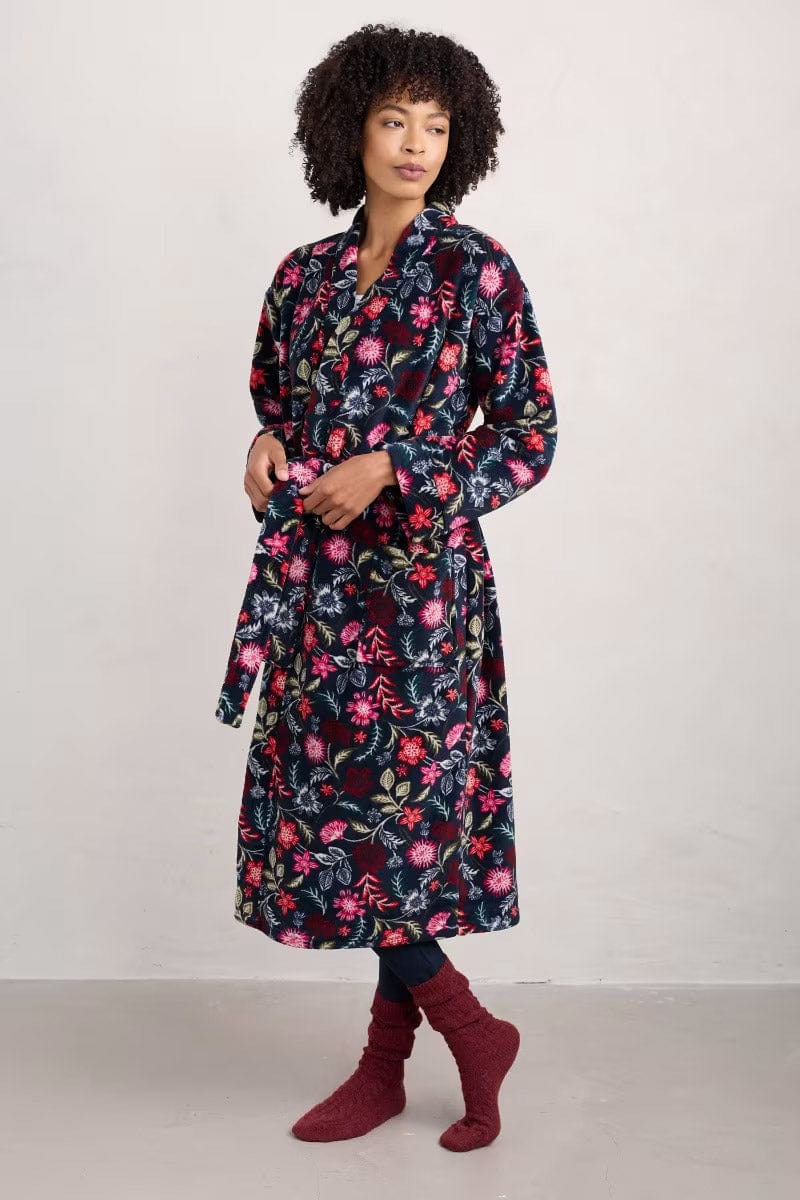 Seasalt Hushing Dressing Gown - Woodblock Bloom Dahlia