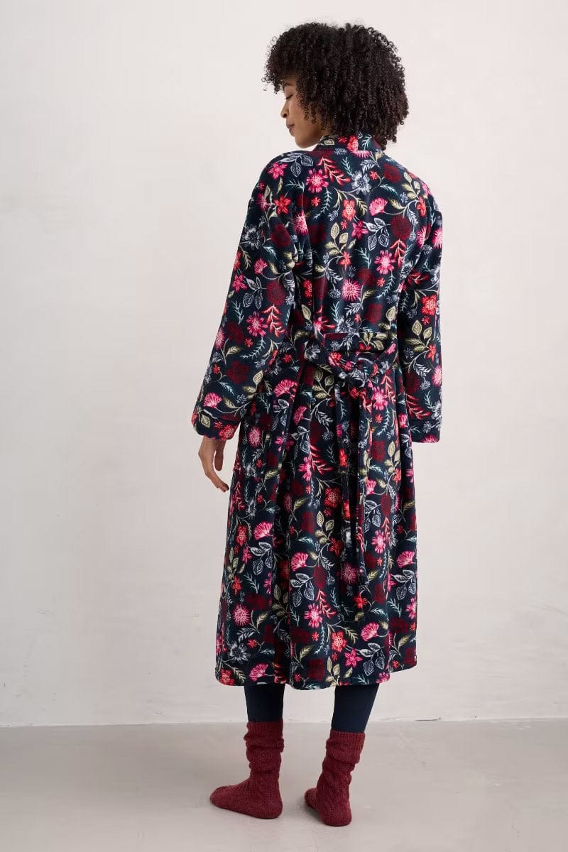 Seasalt Hushing Dressing Gown - Woodblock Bloom Dahlia