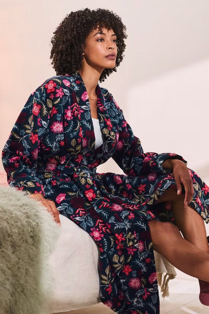 Seasalt Hushing Dressing Gown - Woodblock Bloom Dahlia