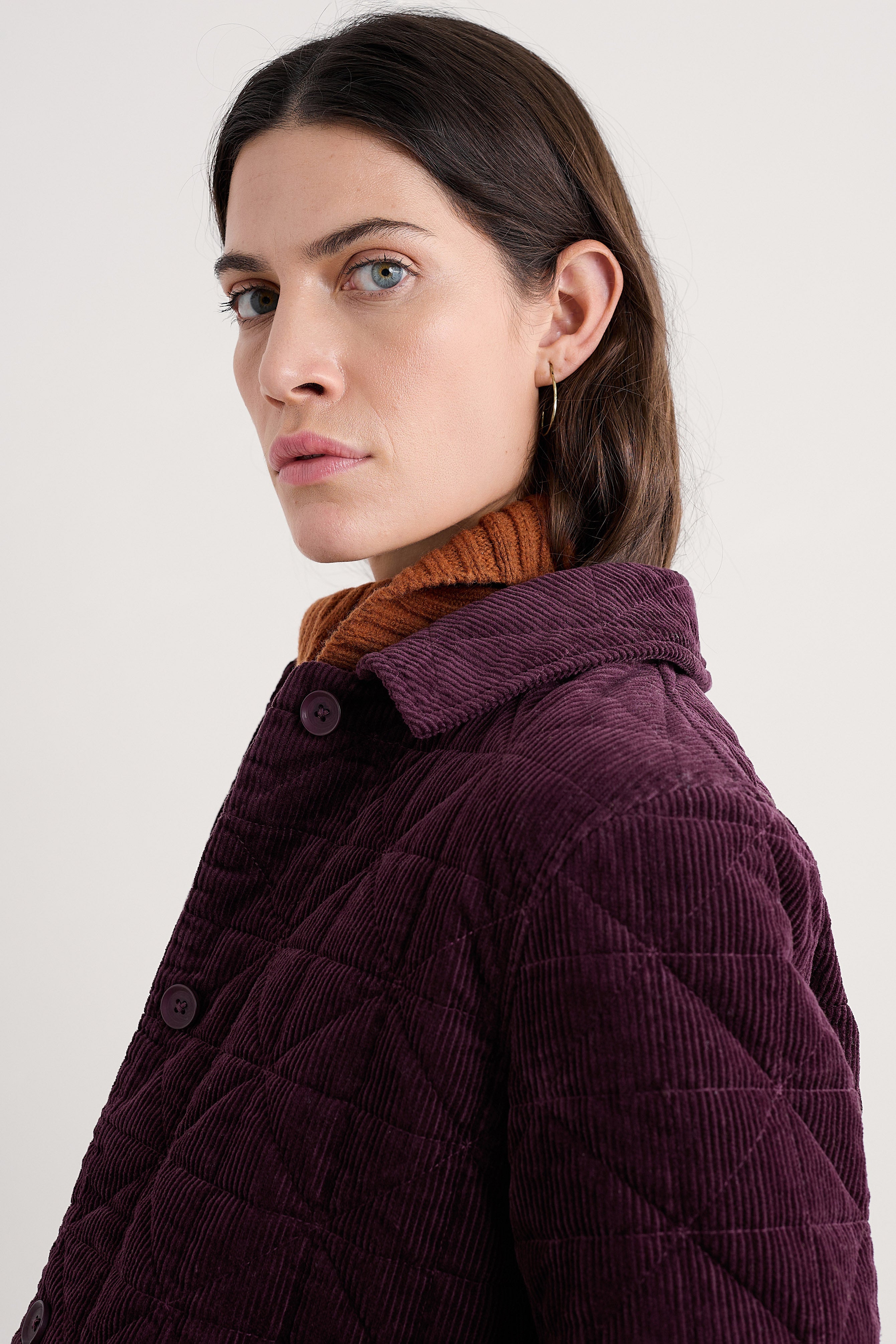 Seasalt Incoming Tide Quilted Cord Jacket - Dark Hellebore
