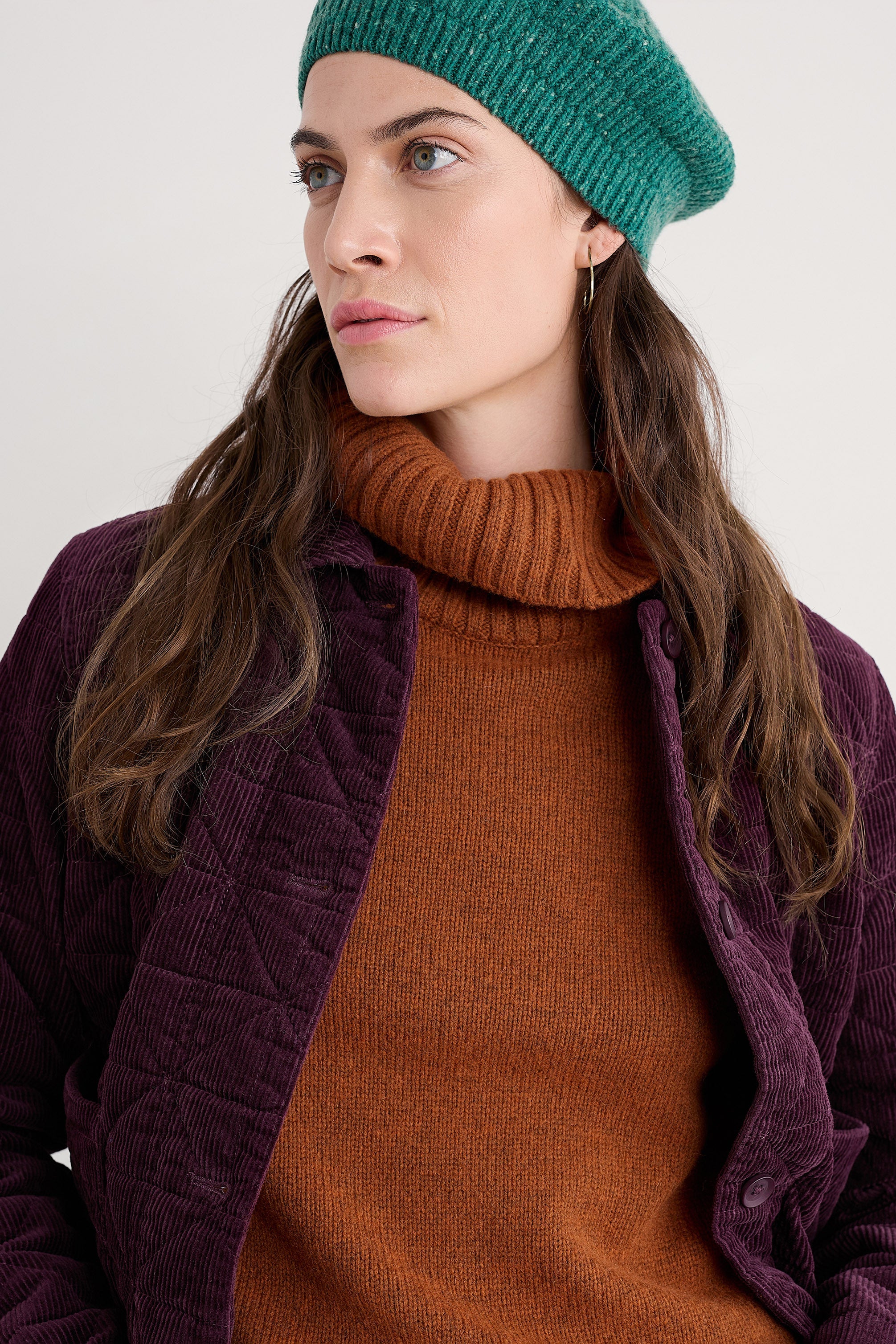 Seasalt Incoming Tide Quilted Cord Jacket - Dark Hellebore