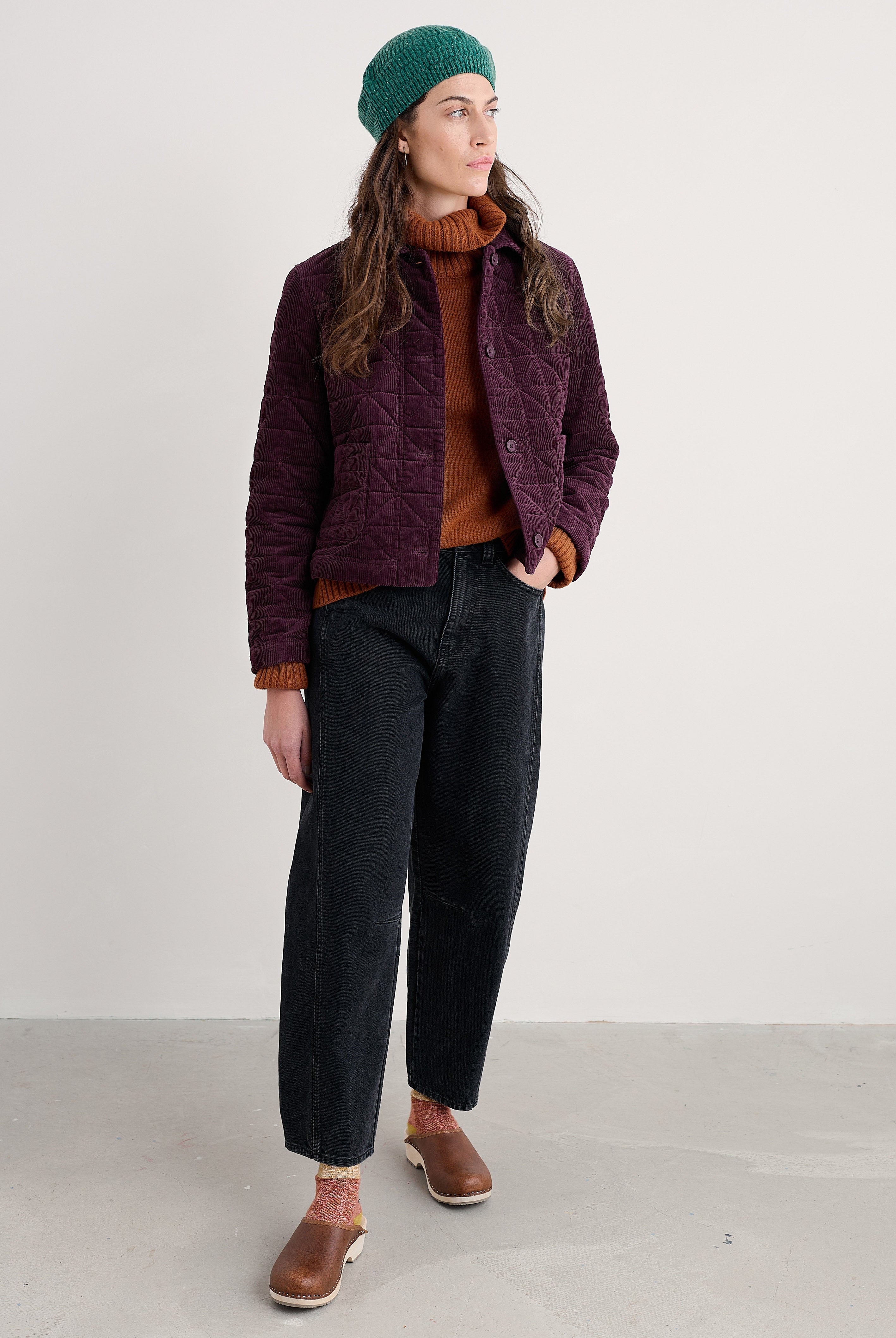 Seasalt Incoming Tide Quilted Cord Jacket - Dark Hellebore