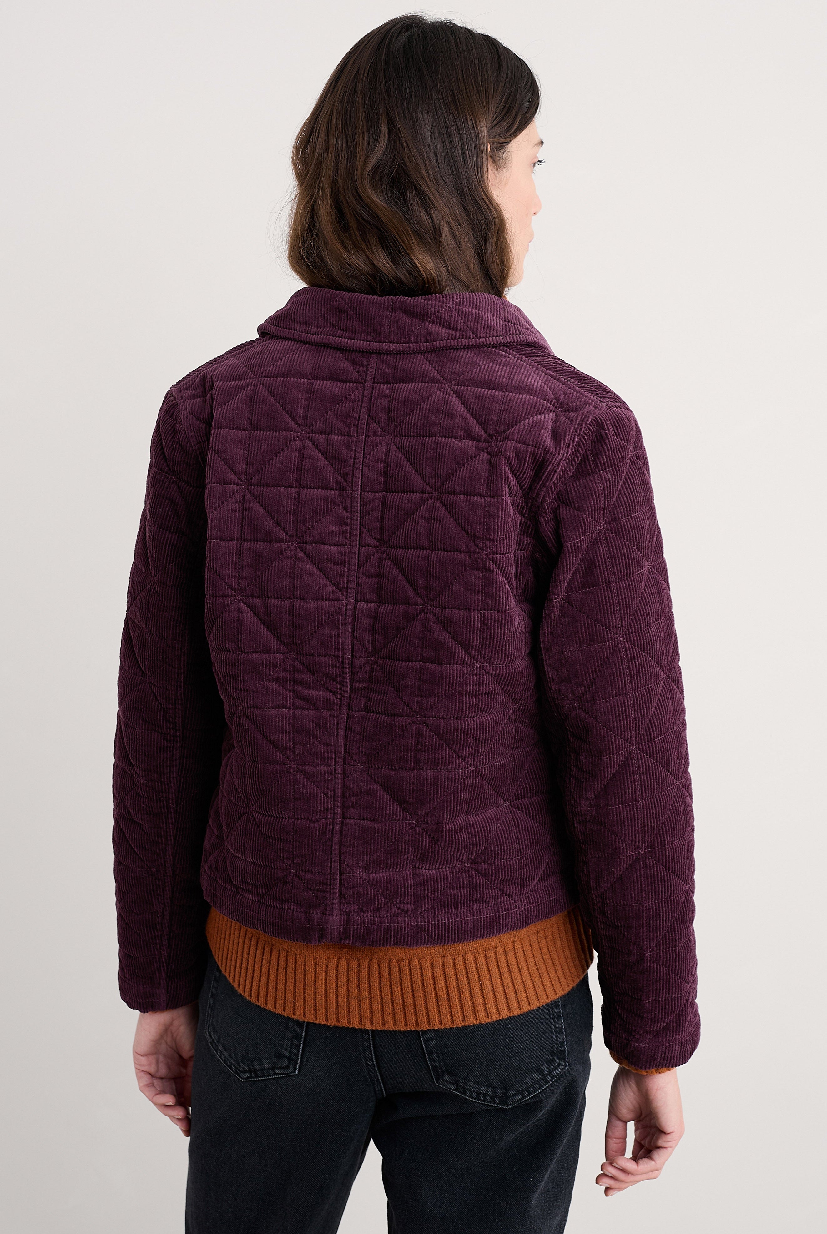 Seasalt Incoming Tide Quilted Cord Jacket - Dark Hellebore