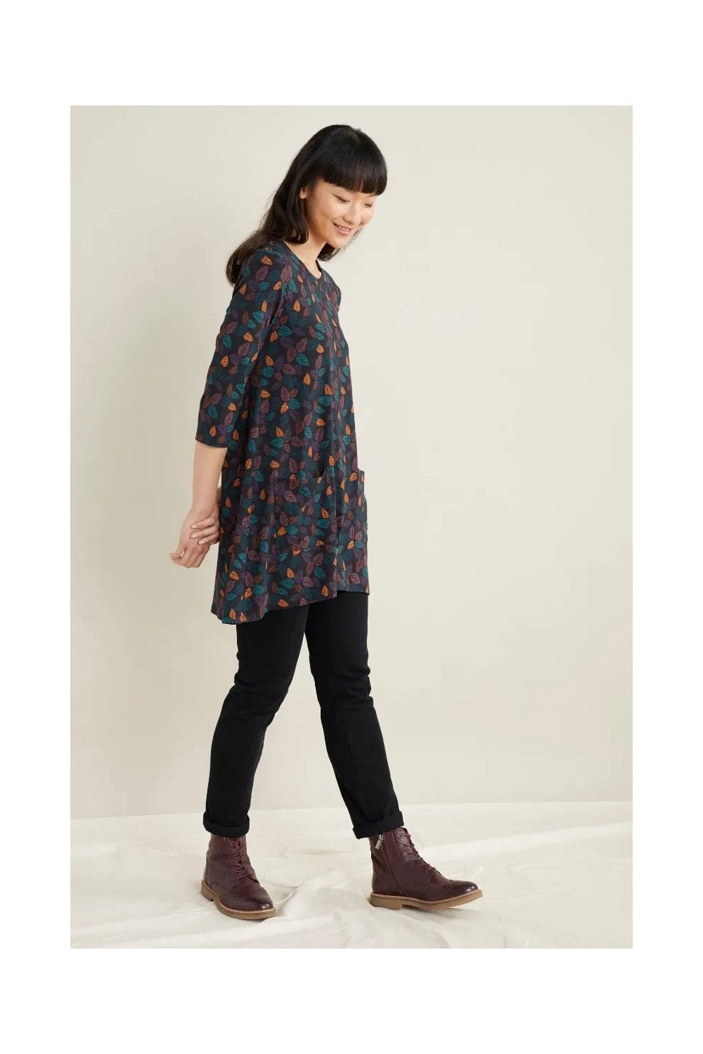 Seasalt Killiow Tunic - Slate Leaves Onyx