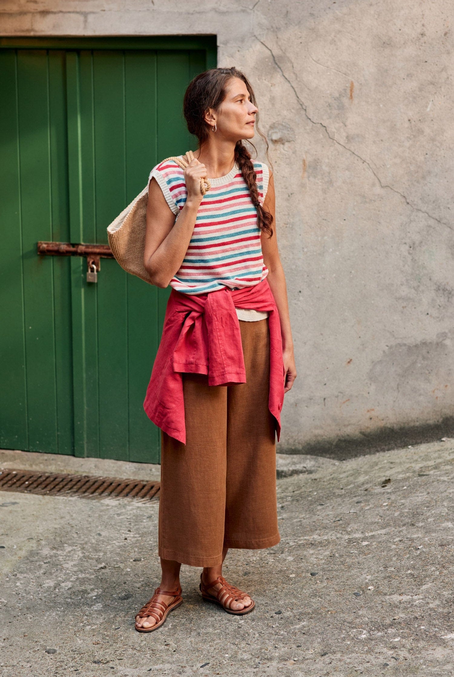 Seasalt Knavock Cotton-Linen Knitted Vest - Mini Cornish Pink Sky Mix