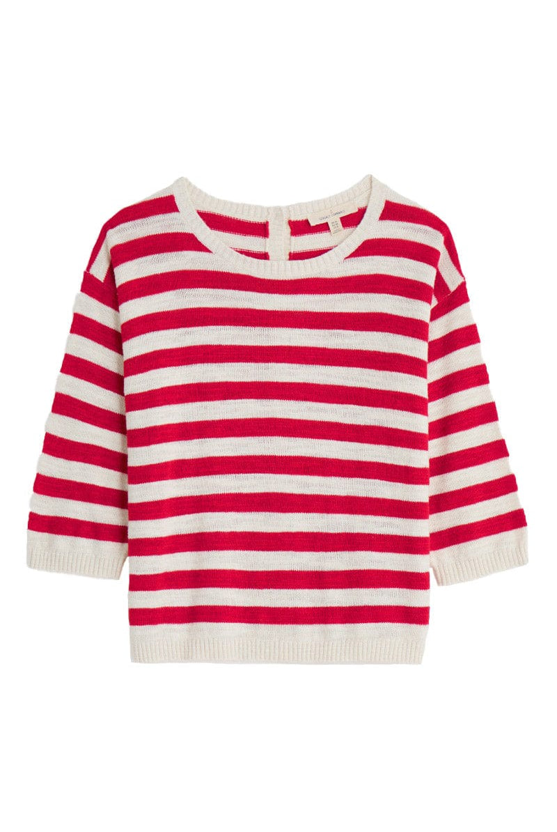 Seasalt Knavock Striped Jumper - Cornish Chalk Scarlet