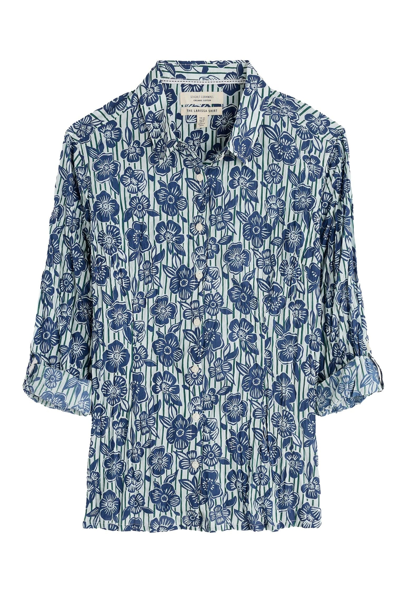 Seasalt Larissa Organic Cotton Shirt - Floral Imprint Chalk