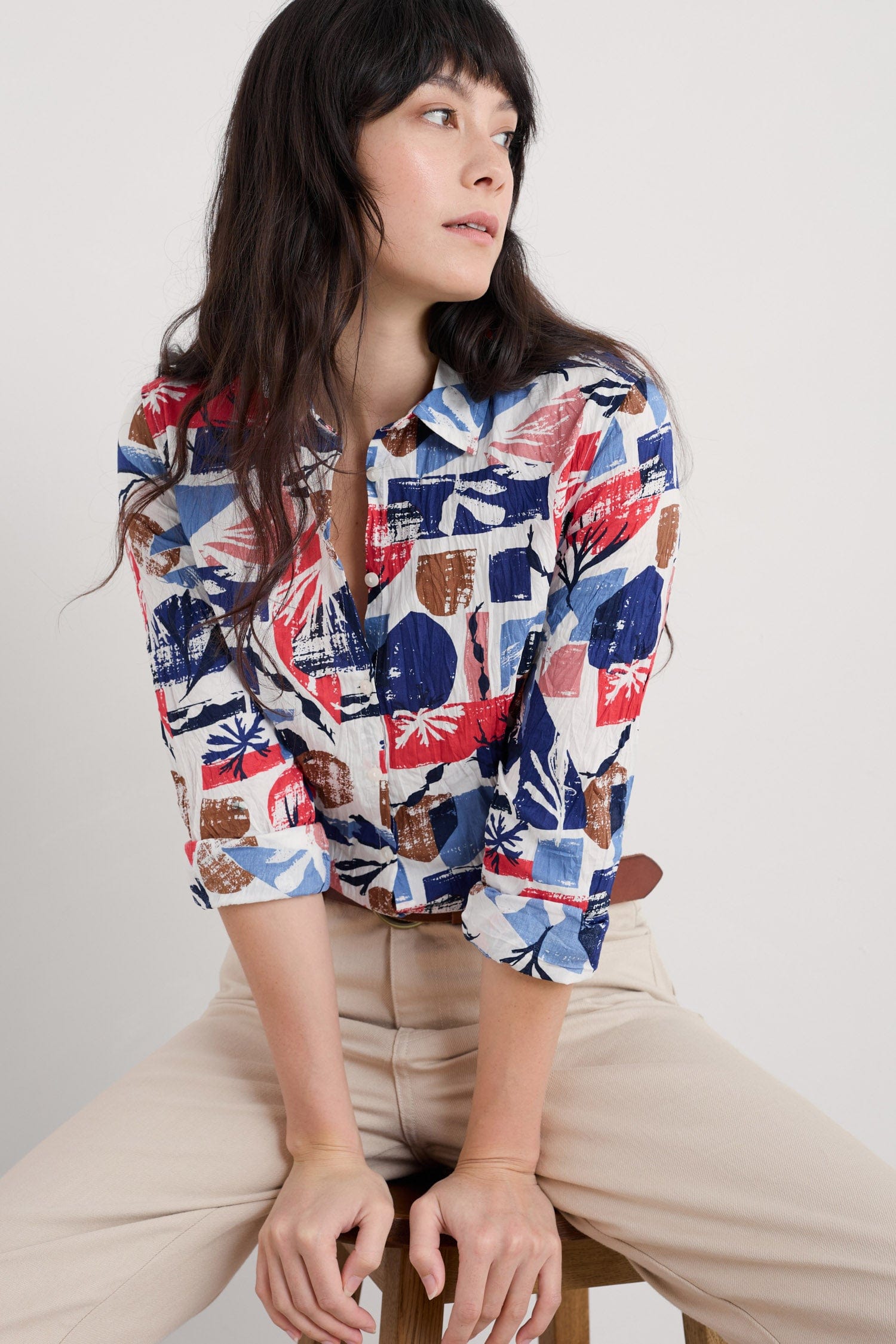 Seasalt Larissa Organic Cotton Shirt - Marine Forms Chalk