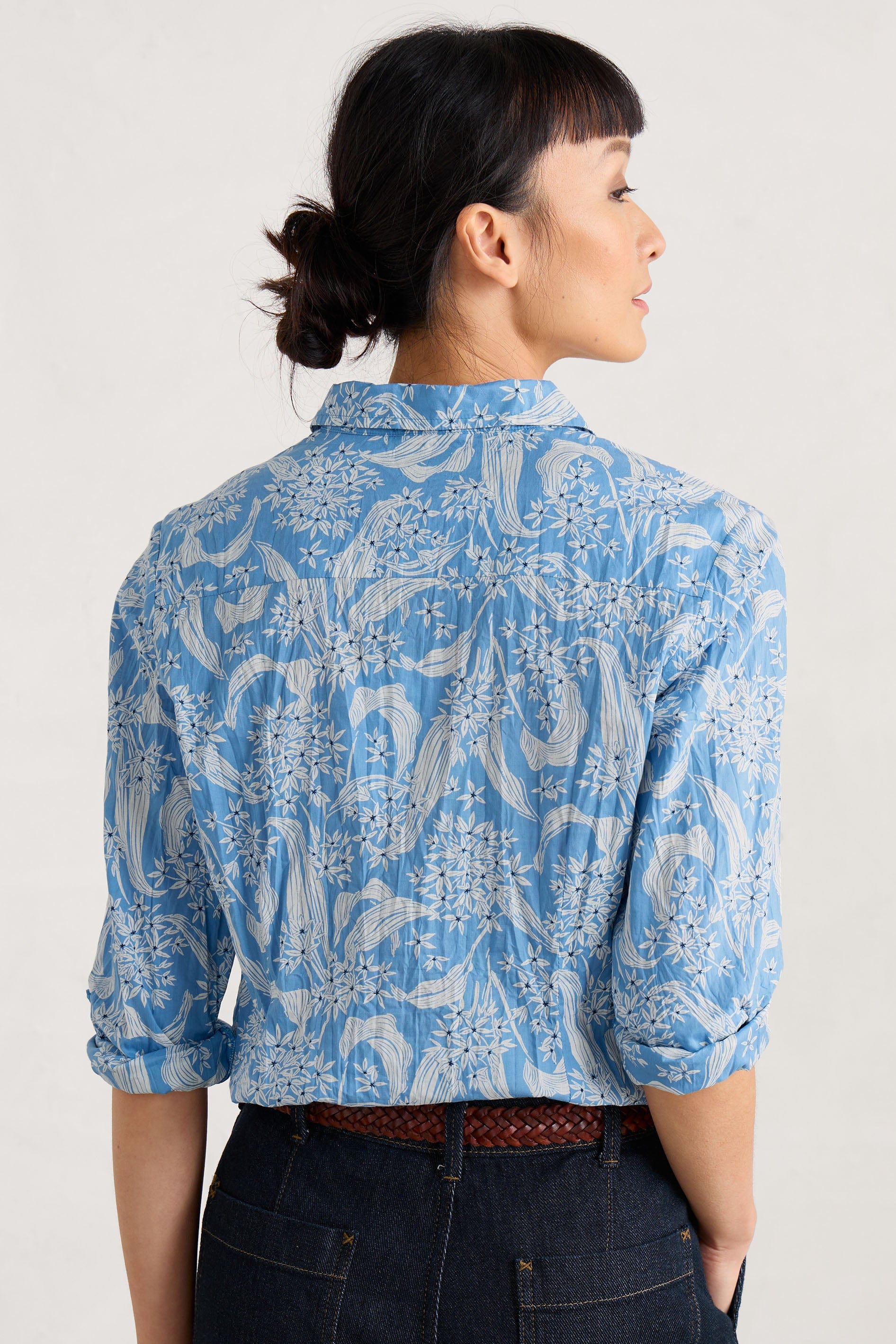 Seasalt Larissa Organic Cotton Shirt - Wild Woodland Clear Sky