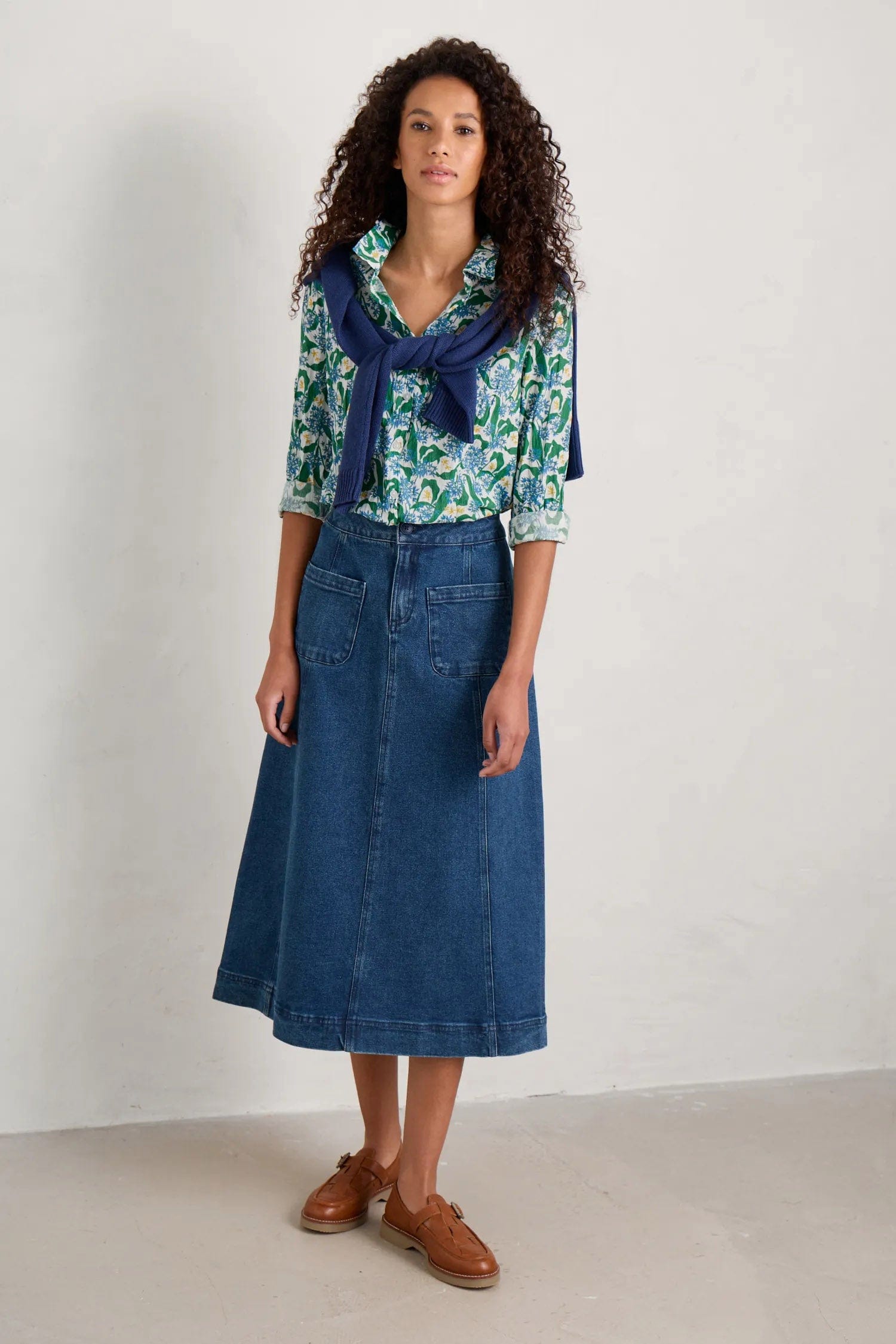 Seasalt Larissa Organic Cotton Shirt - Woodland Garlic Chalk