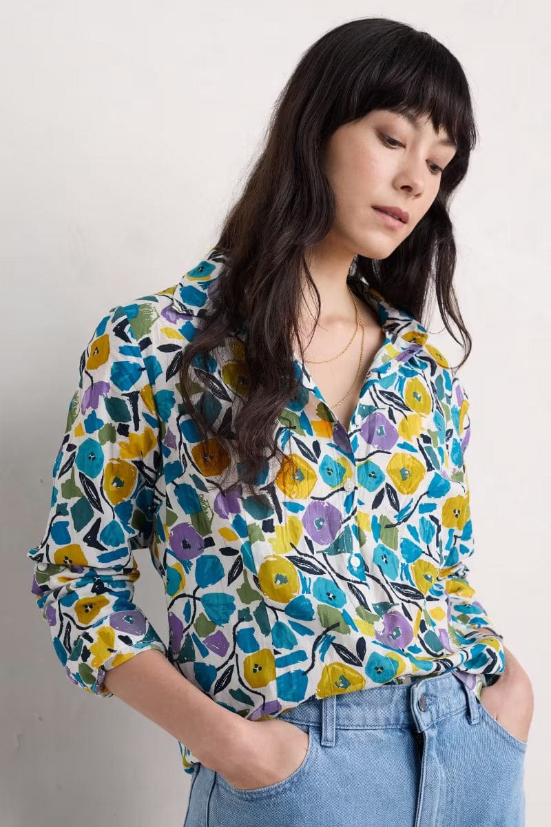 Seasalt Larissa Organic Cotton Shirt - Zennor Blooms Chalk