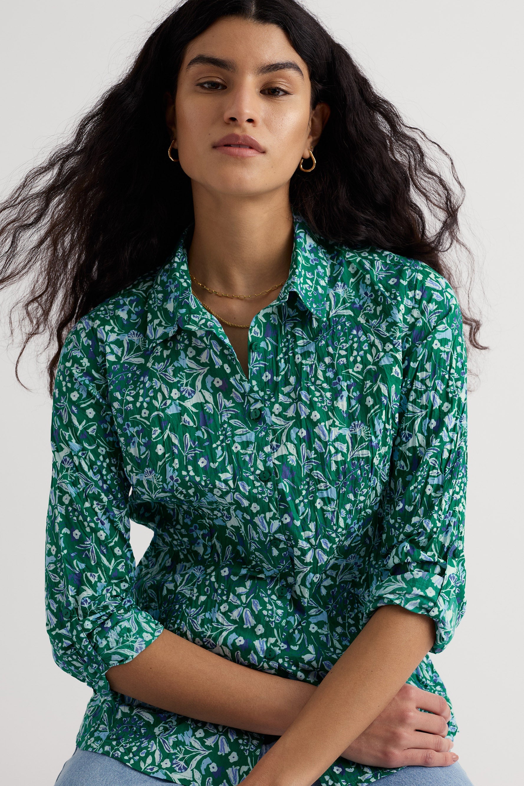 Seasalt Larissa Shirt - Woodland Floral Dark Stem