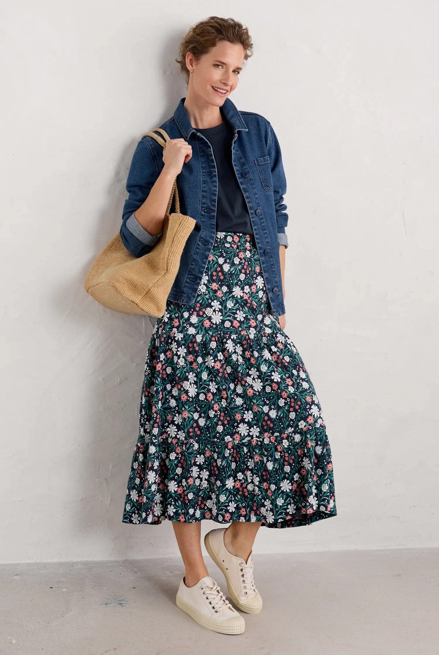 Seasalt Line Strokes Skirt - Creekside Floral Maritime