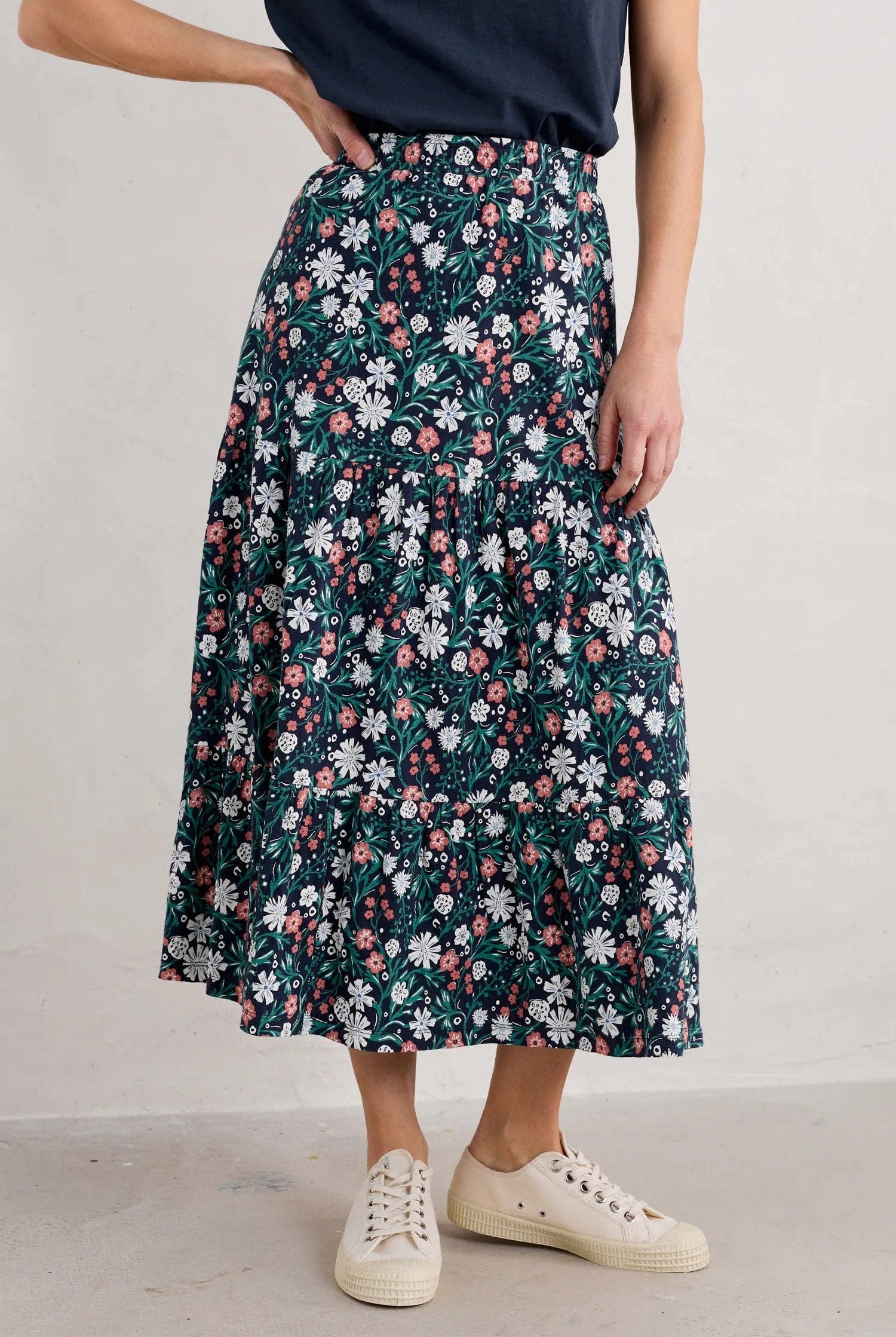 Seasalt Line Strokes Skirt - Creekside Floral Maritime
