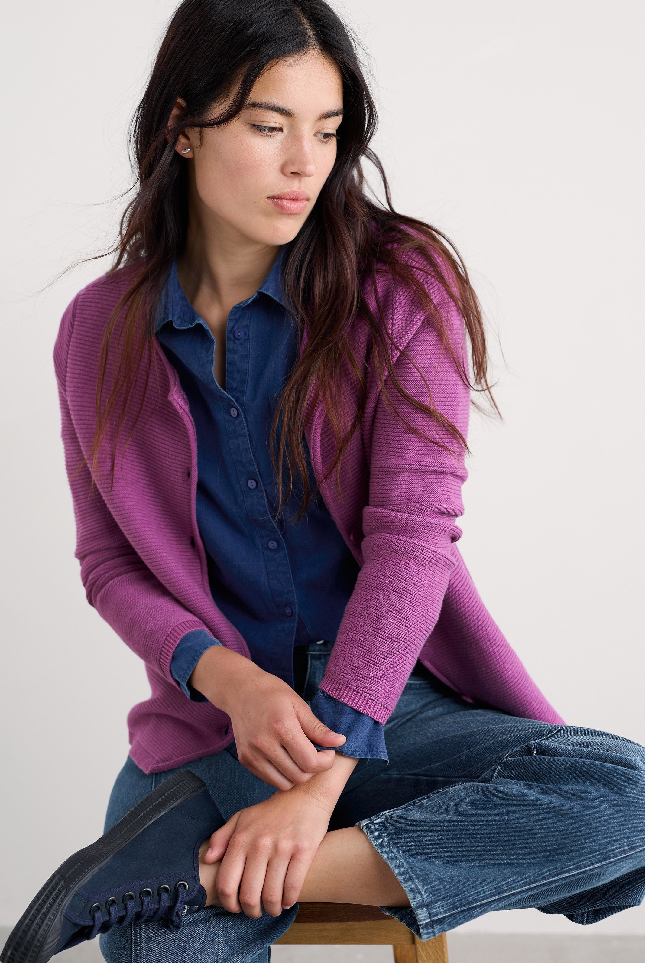 Seasalt Makers Cotton Cardigan - Bright Orchid