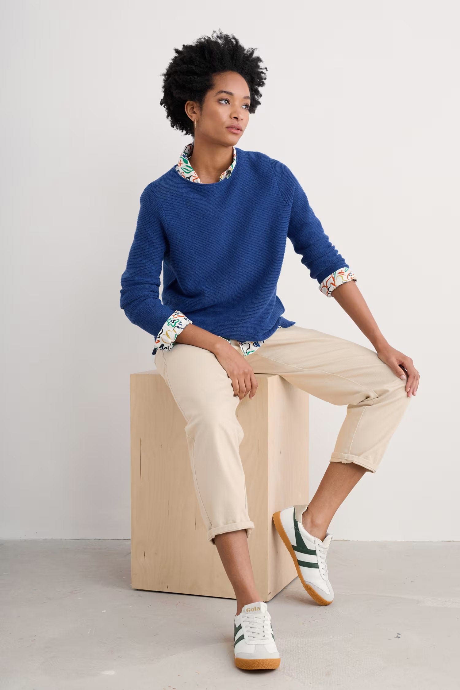 Seasalt Makers Cotton Jumper - Washed Marine