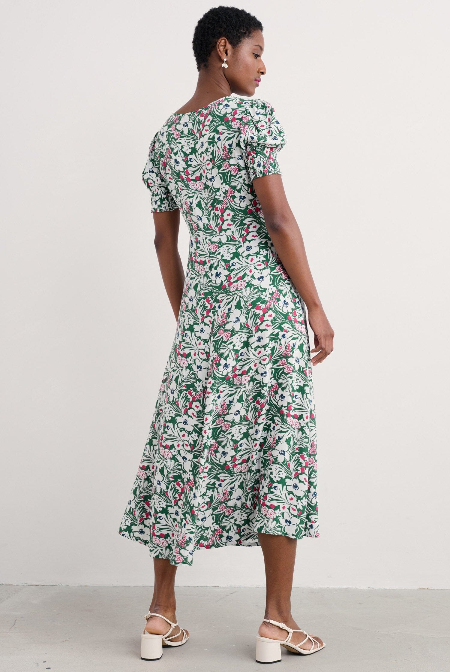 Seasalt Marsh Violet Short Sleeve Dress - Garden Flowers Dark Forage