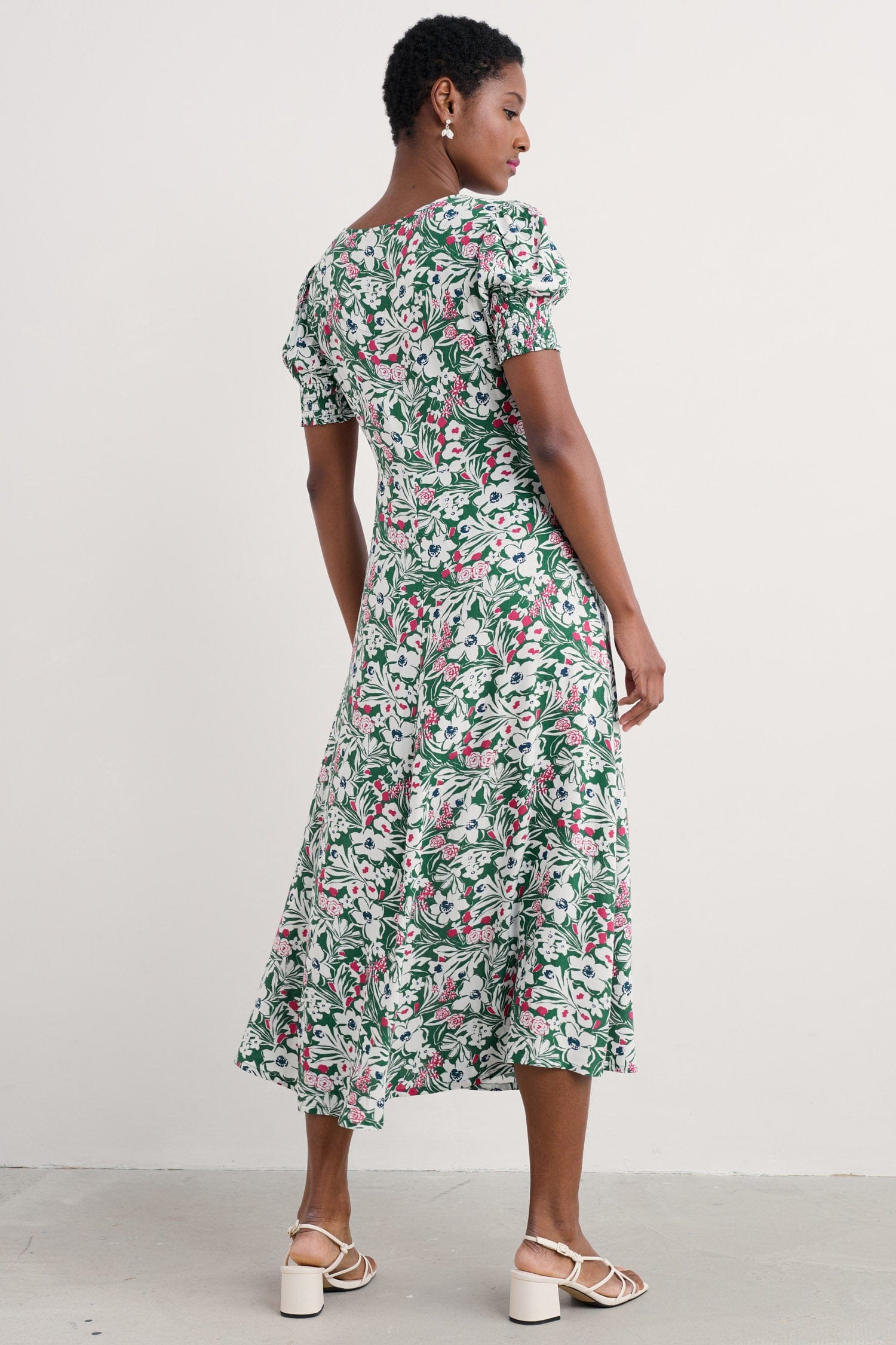 Seasalt Marsh Violet Short Sleeve Dress - Garden Flowers Dark Forage