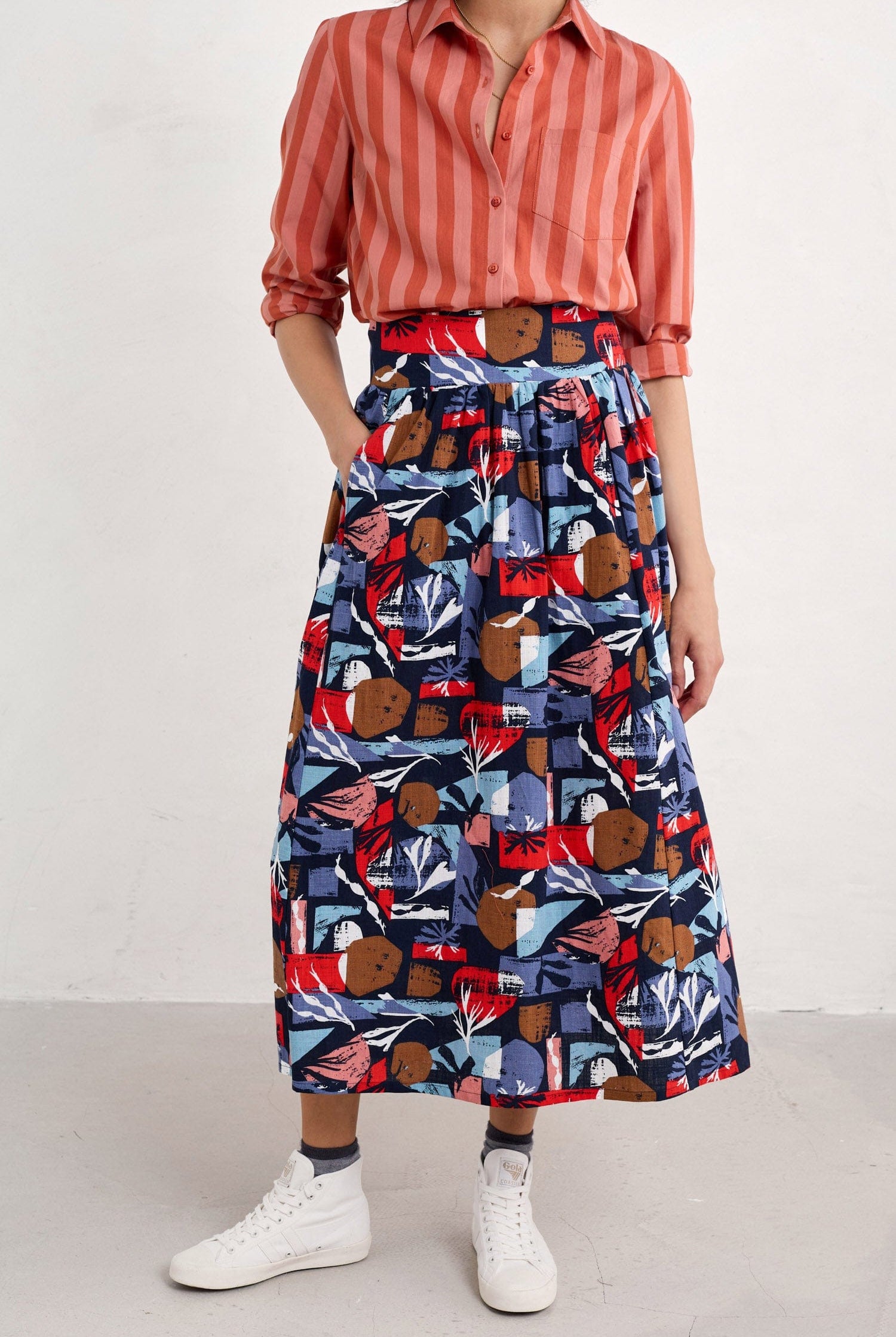 Seasalt Mevagissey Organic Cotton Skirt - Marine Forms Mussel