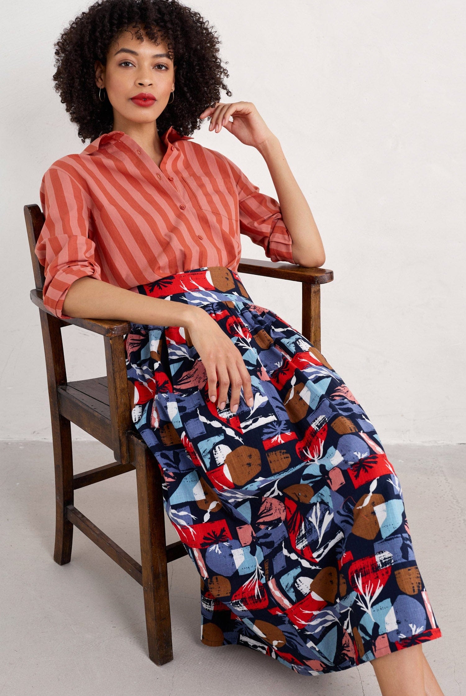 Seasalt Mevagissey Organic Cotton Skirt - Marine Forms Mussel