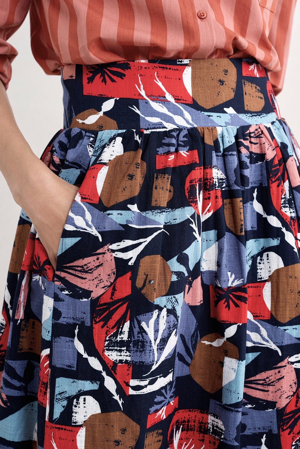 Seasalt Mevagissey Organic Cotton Skirt - Marine Forms Mussel