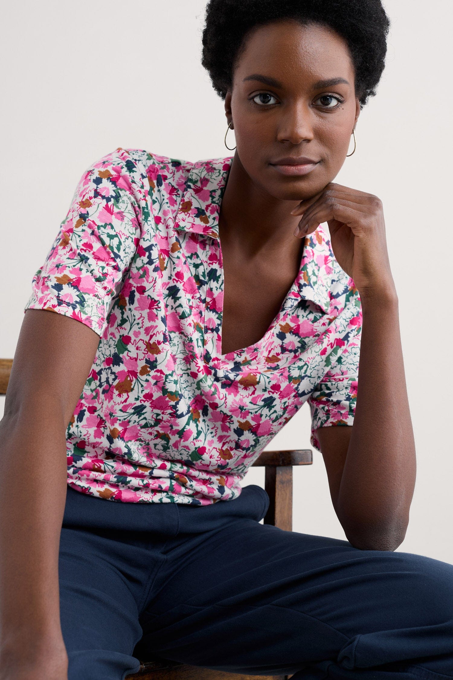 Seasalt Misty Sky Jersey Shirt - Blossom Sketch Chalk