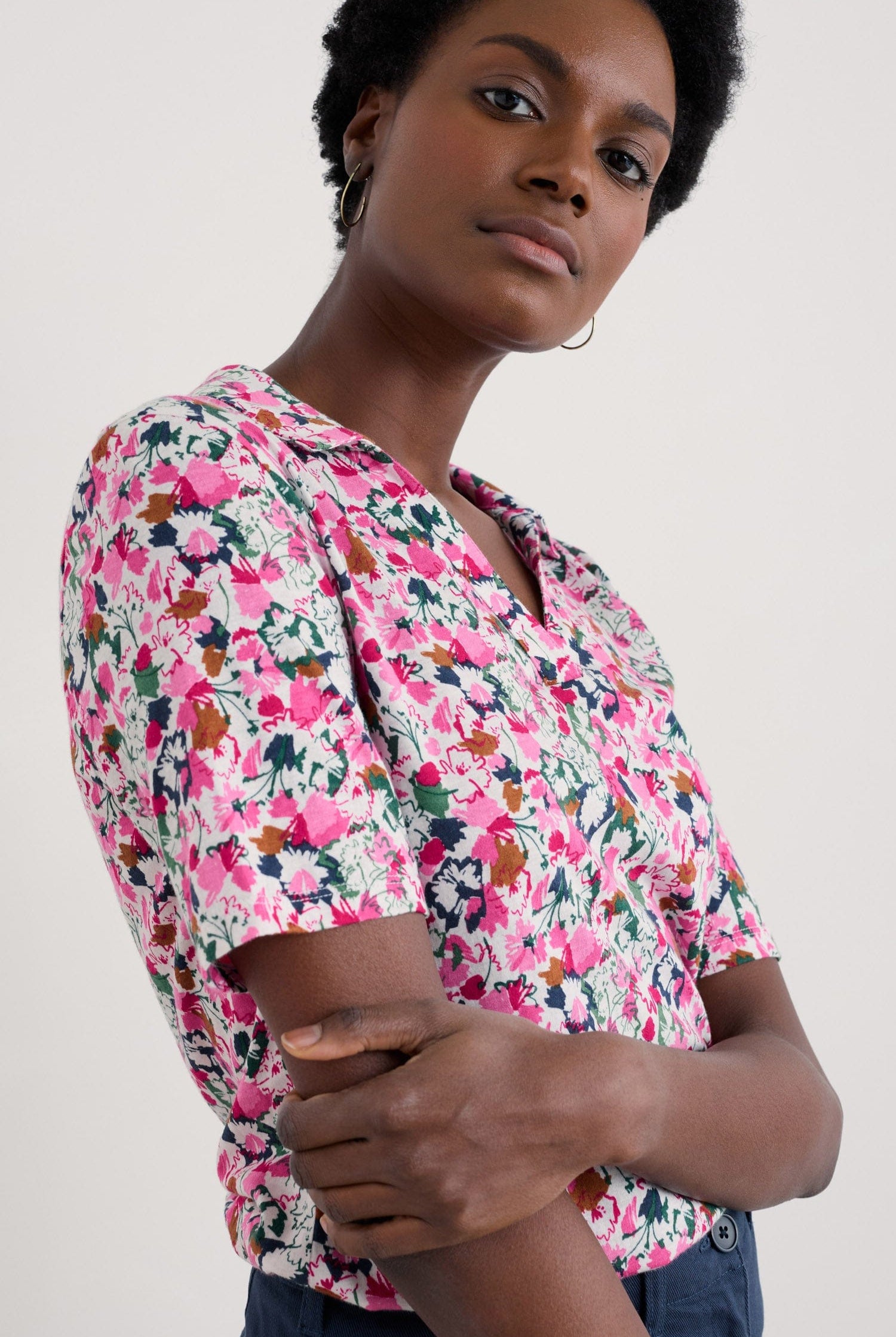 Seasalt Misty Sky Jersey Shirt - Blossom Sketch Chalk