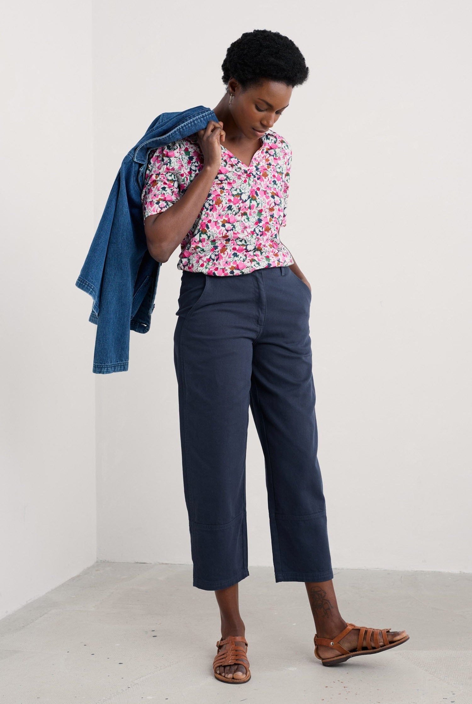 Seasalt Misty Sky Jersey Shirt - Blossom Sketch Chalk