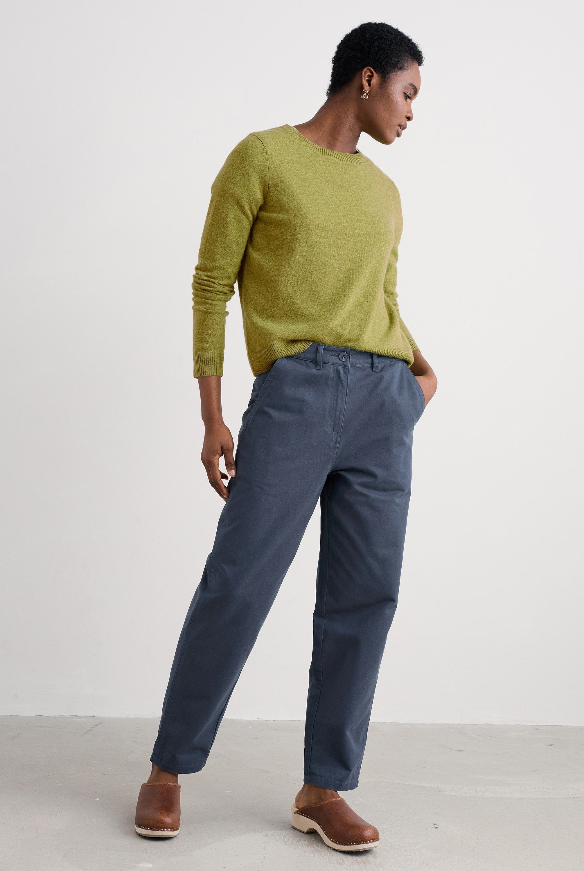 Seasalt Mor Path Organic Cotton Trousers - Maritime