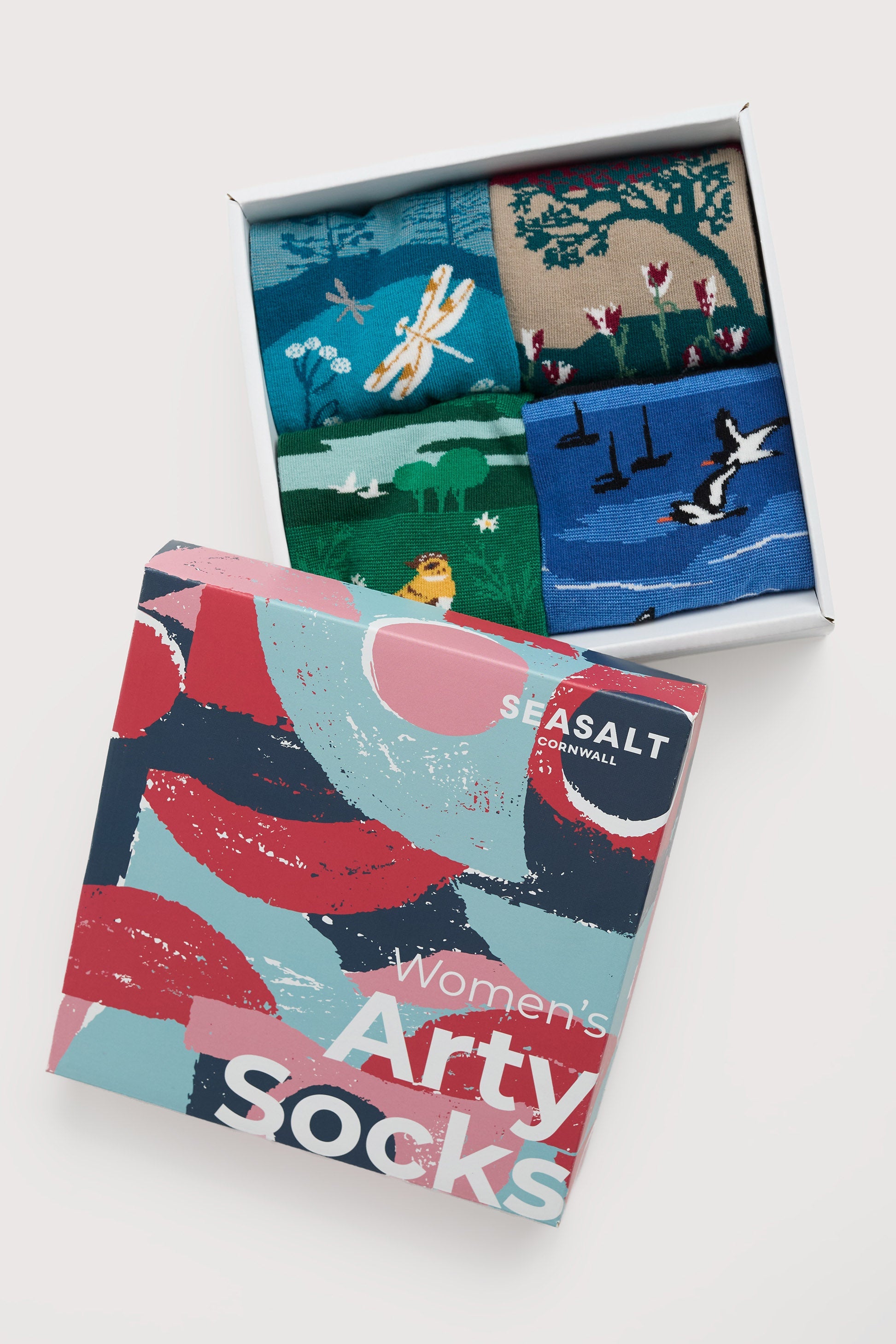 Seasalt Organic Cotton Arty Socks Box of 4 Gift Box - Signpost Mix B-AC38135_36231_OS