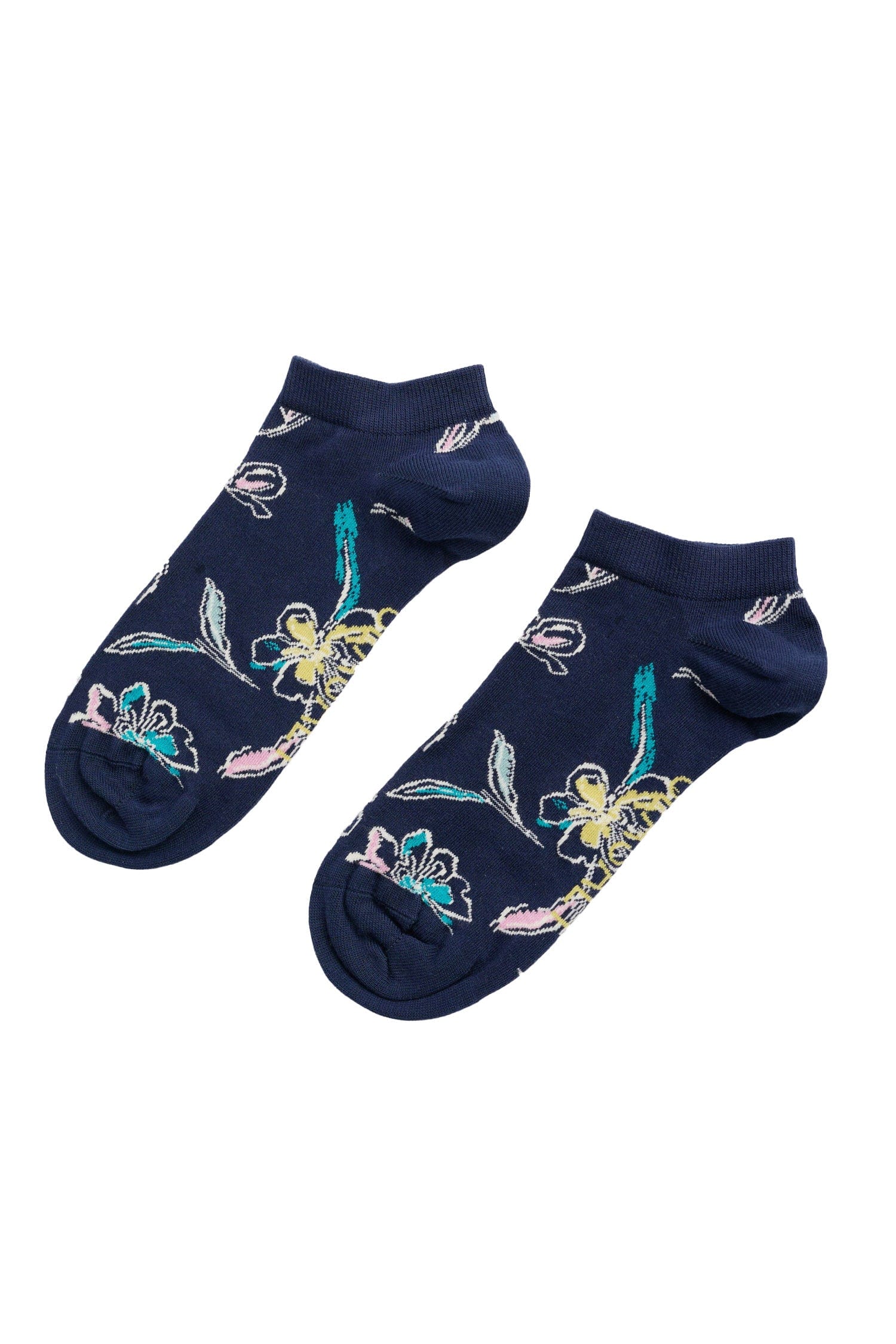 Seasalt Organic Cotton Arty Trainer Socks - Linear Floral Night B-AC34643_34798_OS