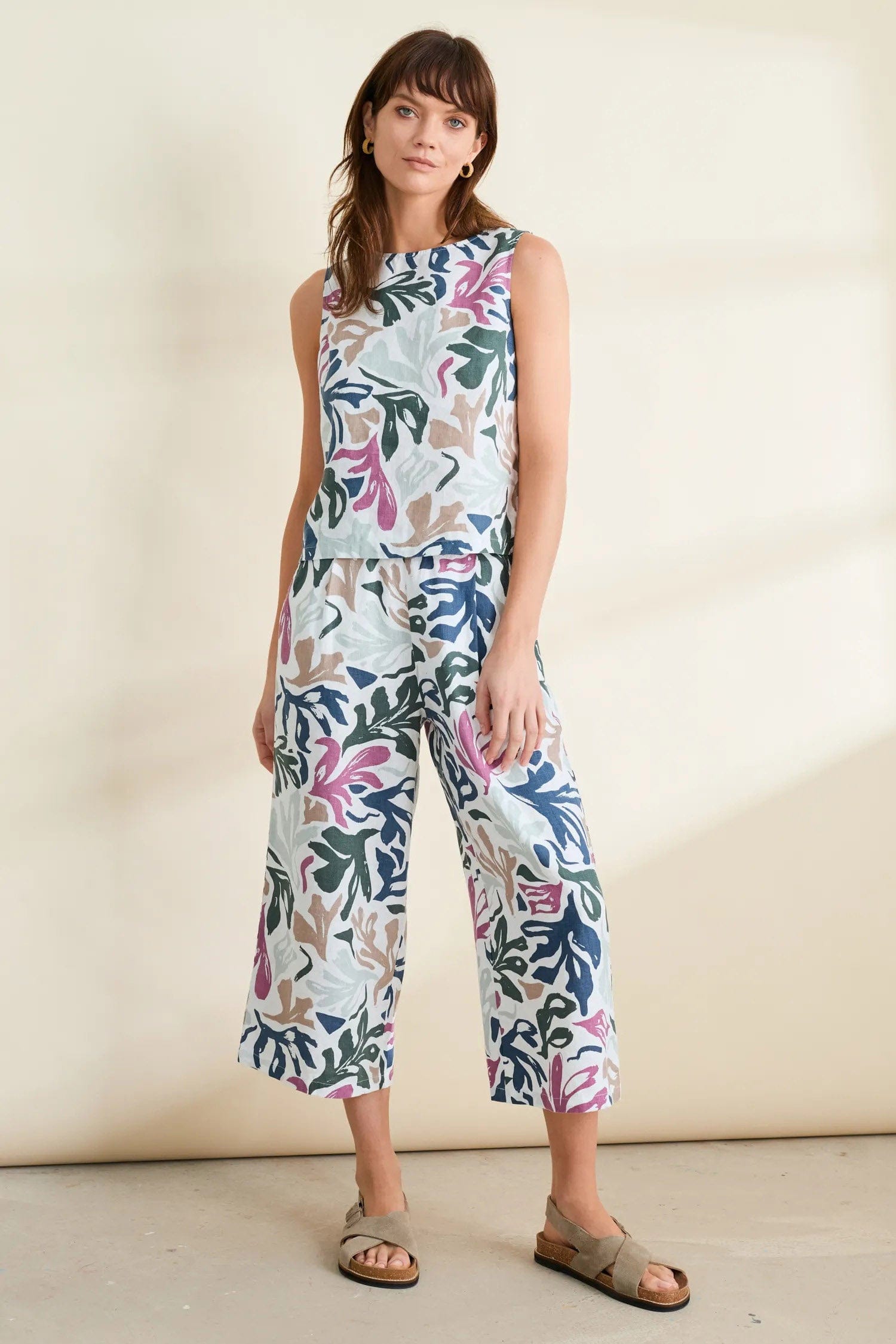 Seasalt Peaceful Haven Linen Culottes - Sea Frond Chalk