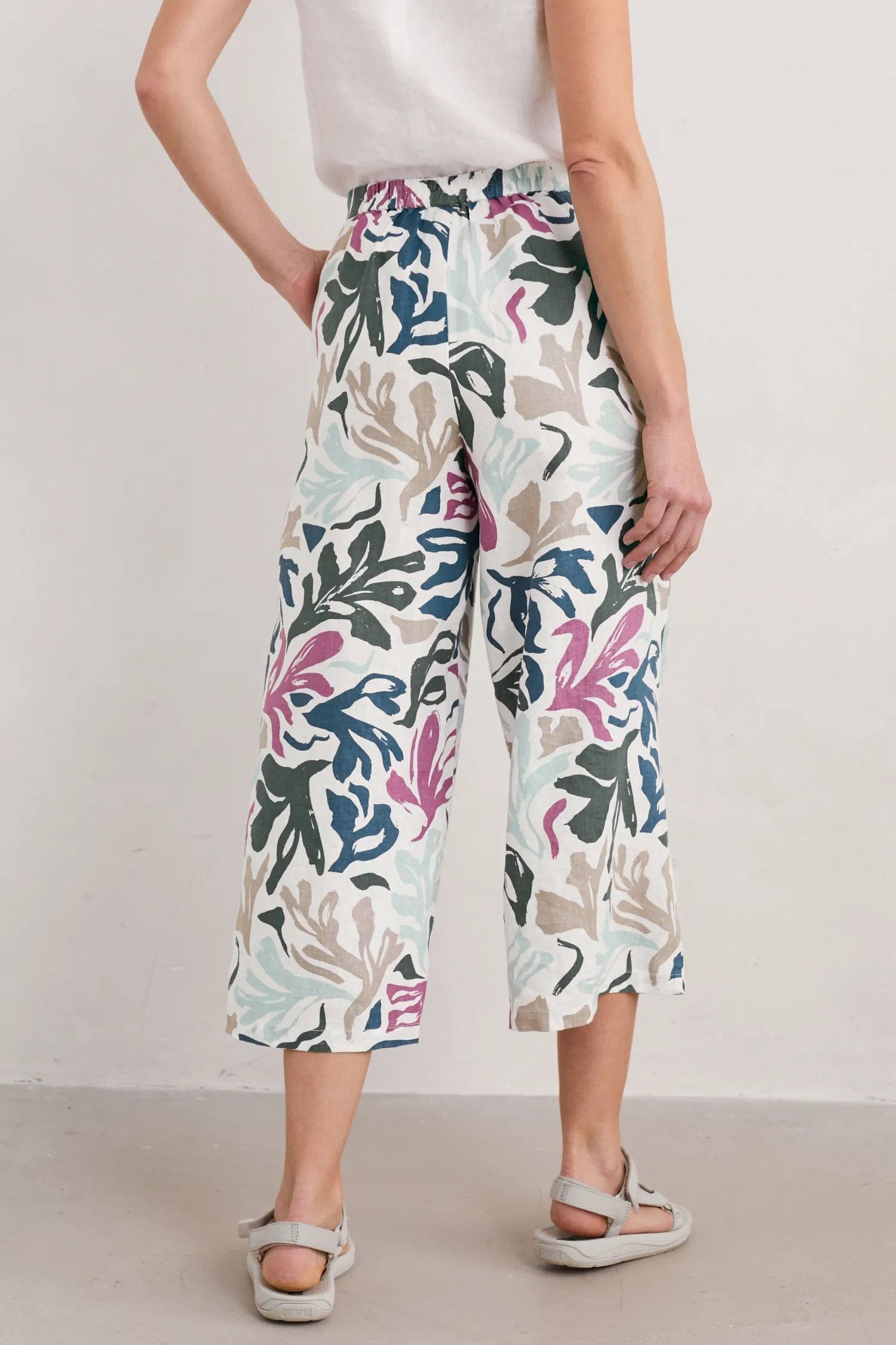 Seasalt Peaceful Haven Linen Culottes - Sea Frond Chalk