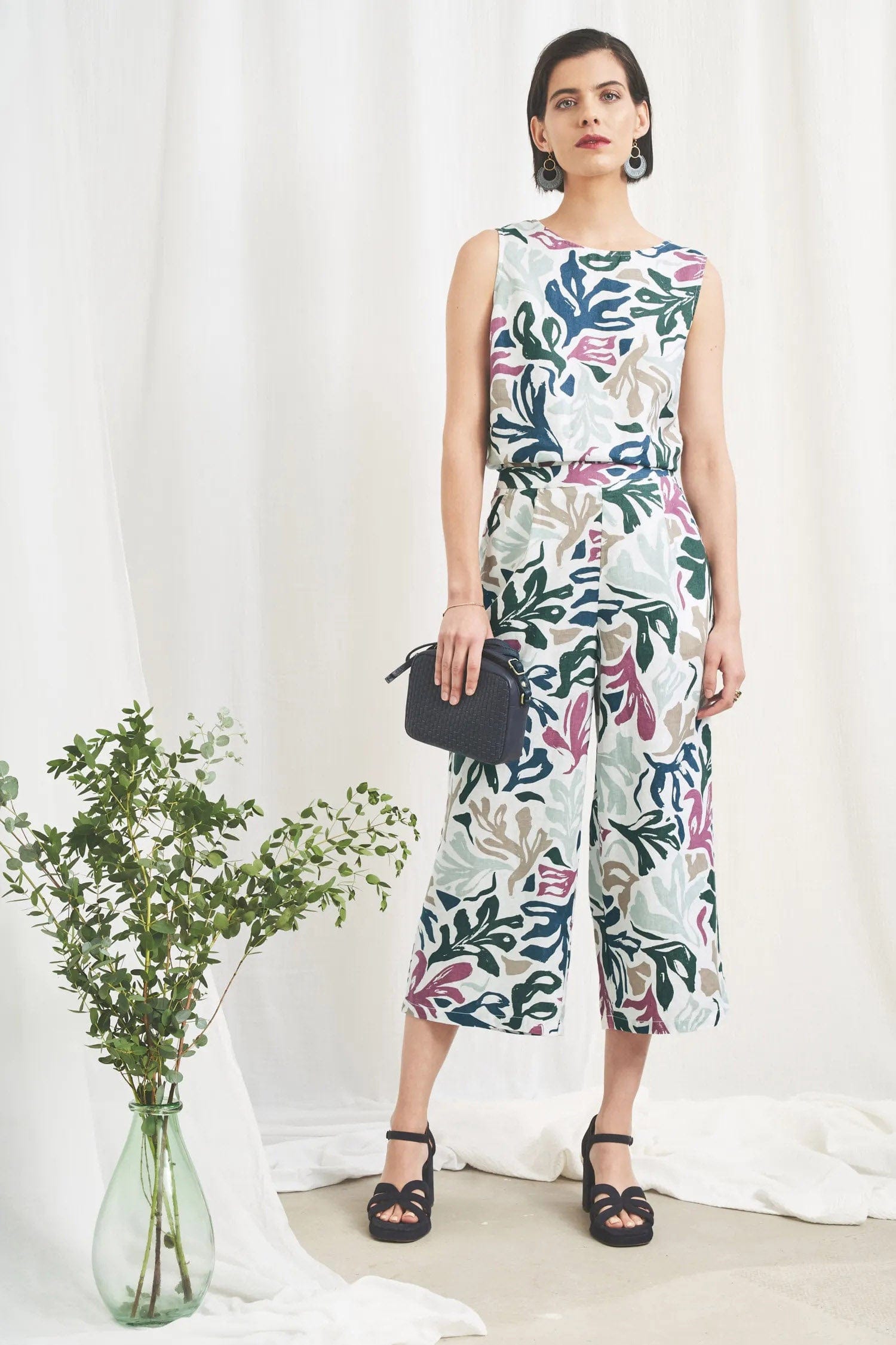 Seasalt Peaceful Haven Linen Culottes - Sea Frond Chalk