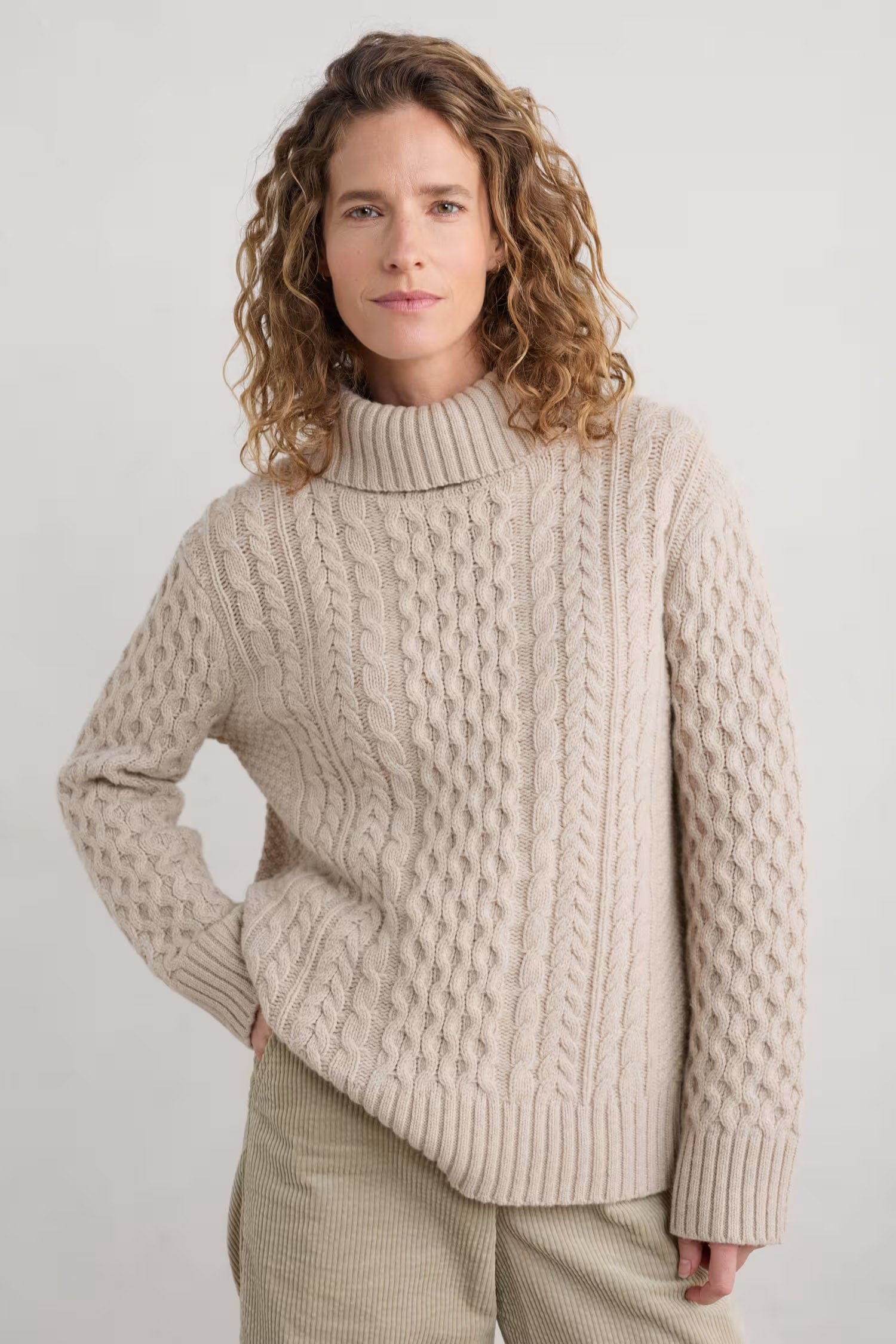 Seasalt Pine Forest Cable Knit Jumper - Aran
