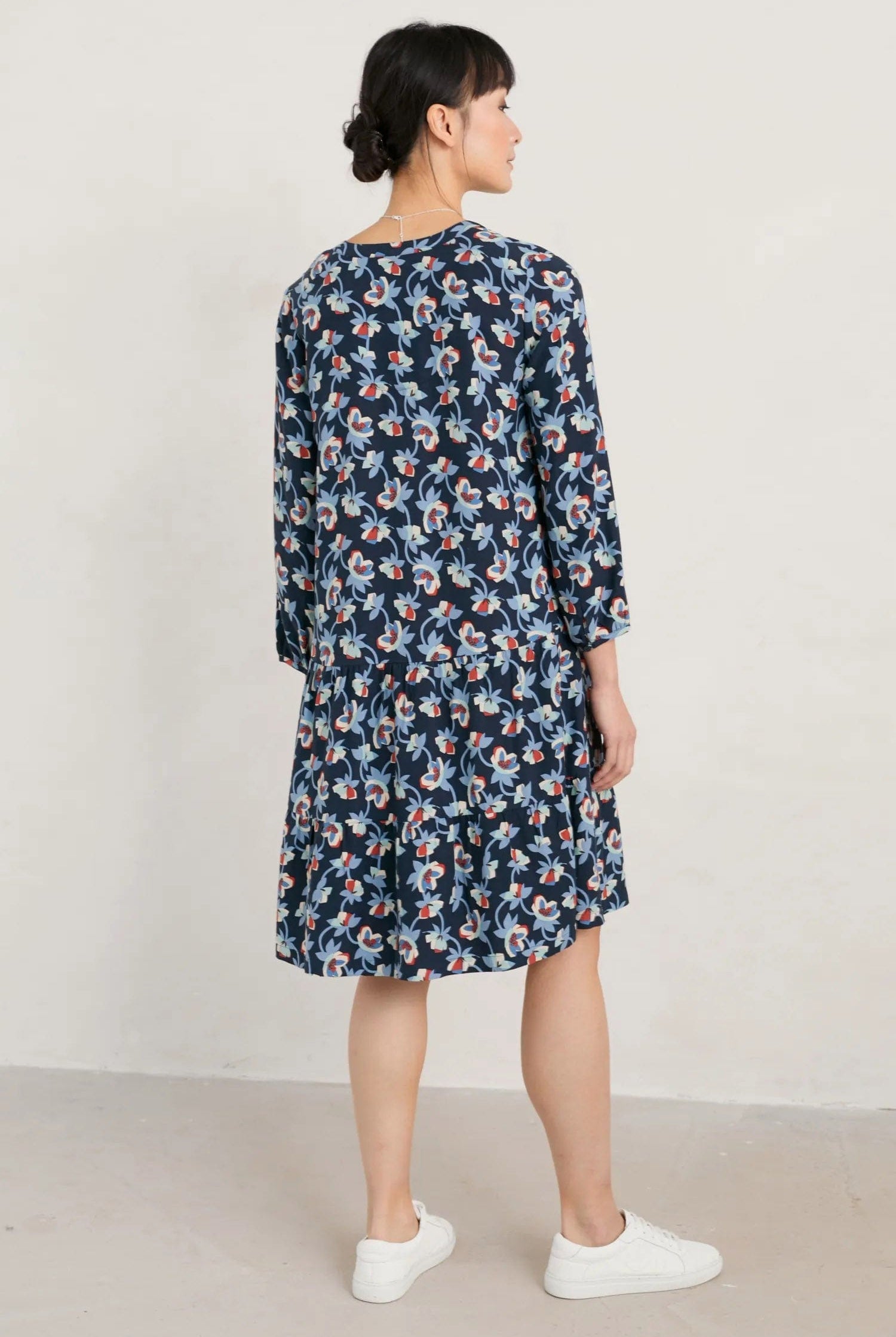 Seasalt Proctor Tiered Dress - Hellebore Collage Maritime